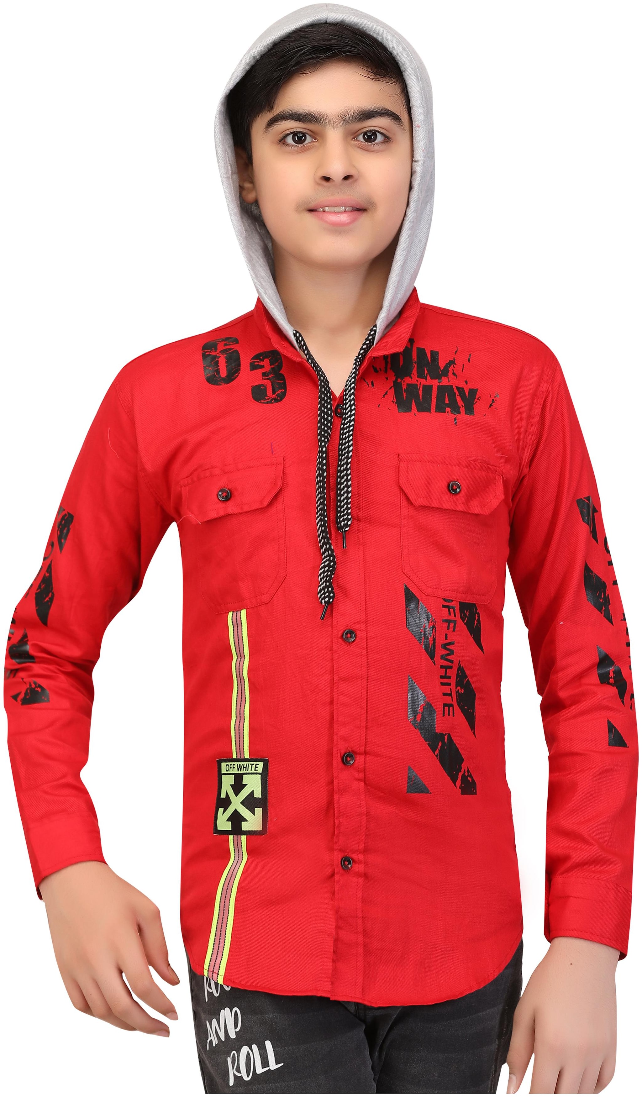 

XBOYZ Boy Cotton blend Printed Shirt Red