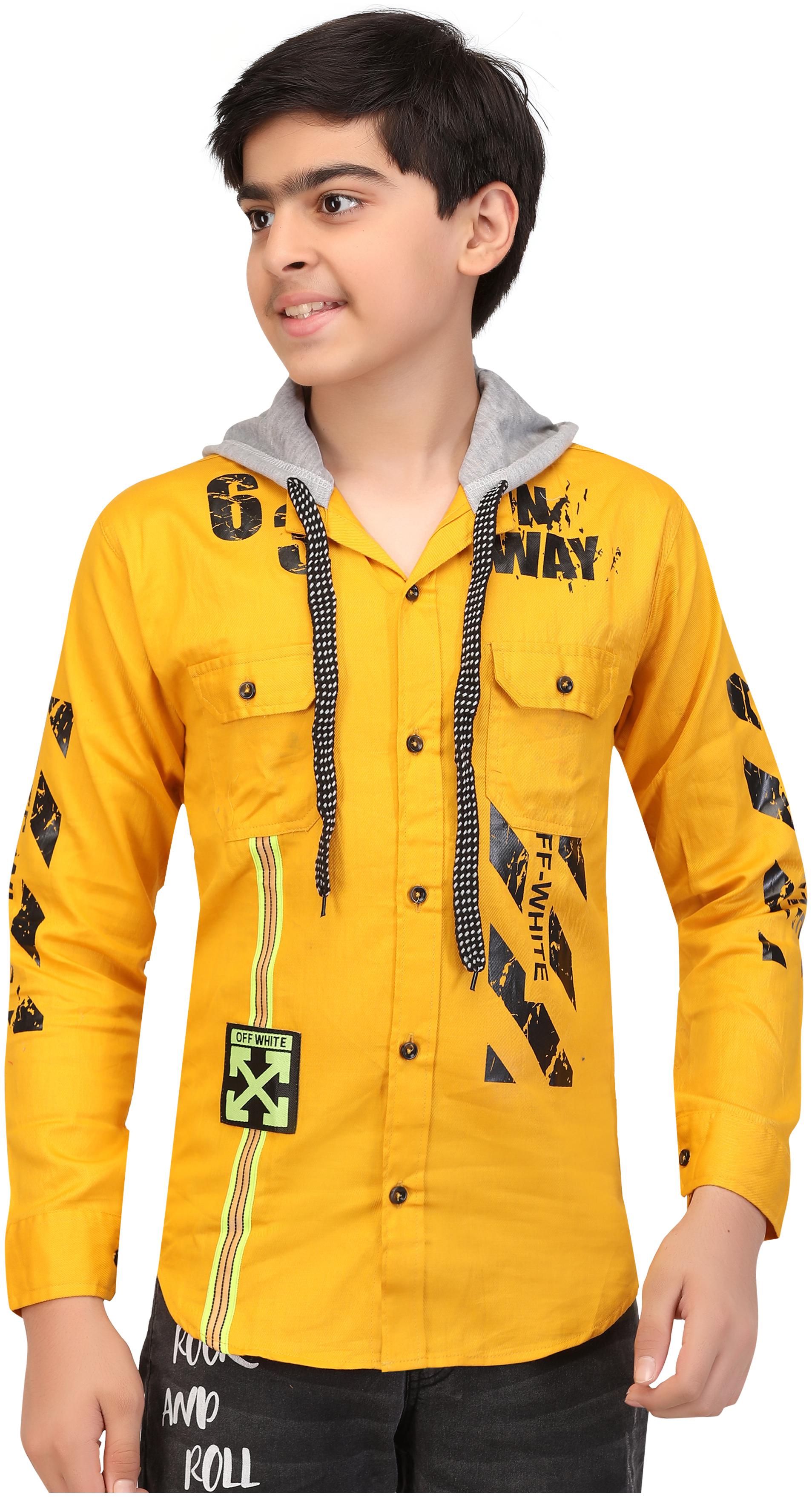 

XBOYZ Boy Cotton blend Printed Shirt Yellow