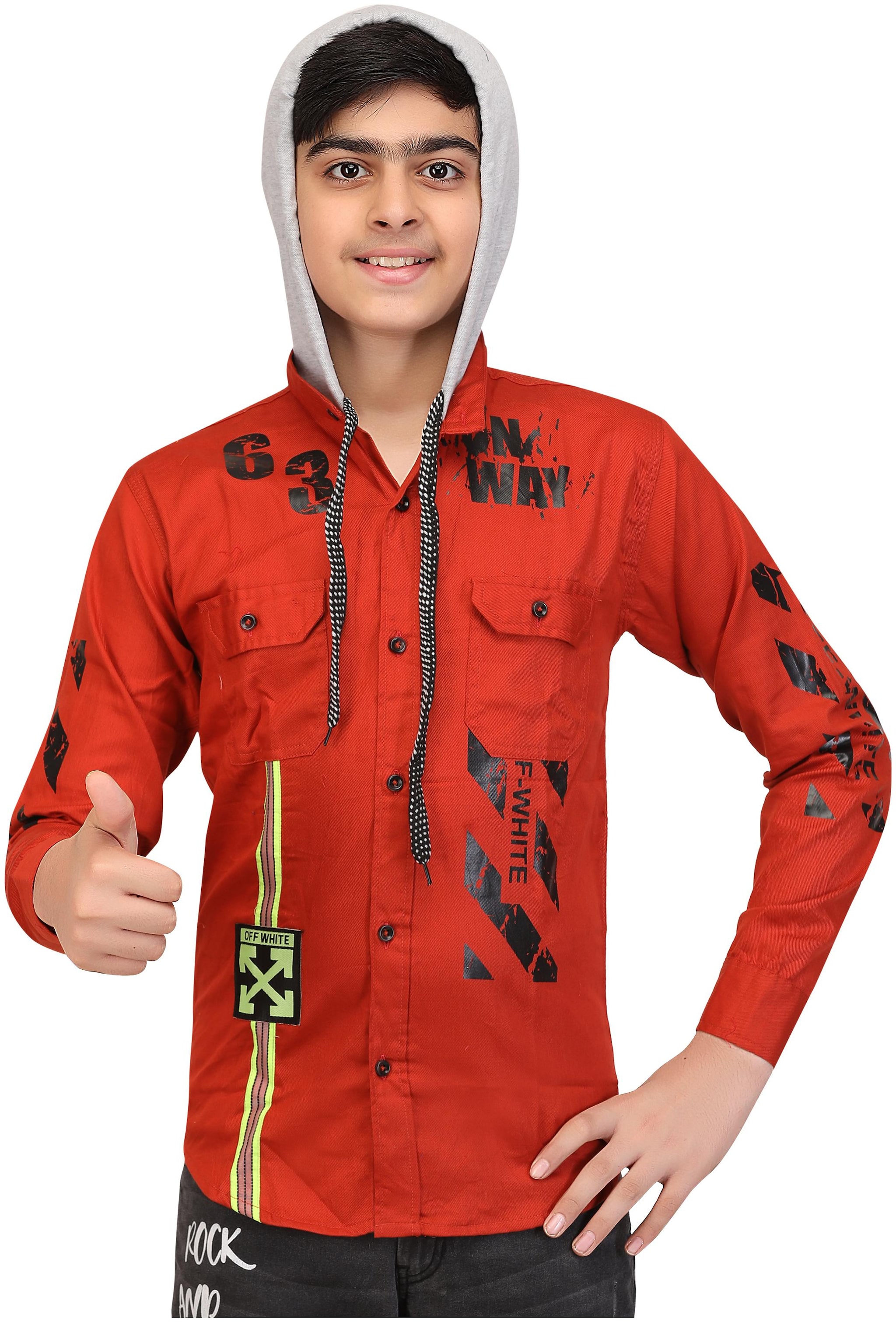 

XBOYZ Boy Cotton blend Printed Shirt Orange