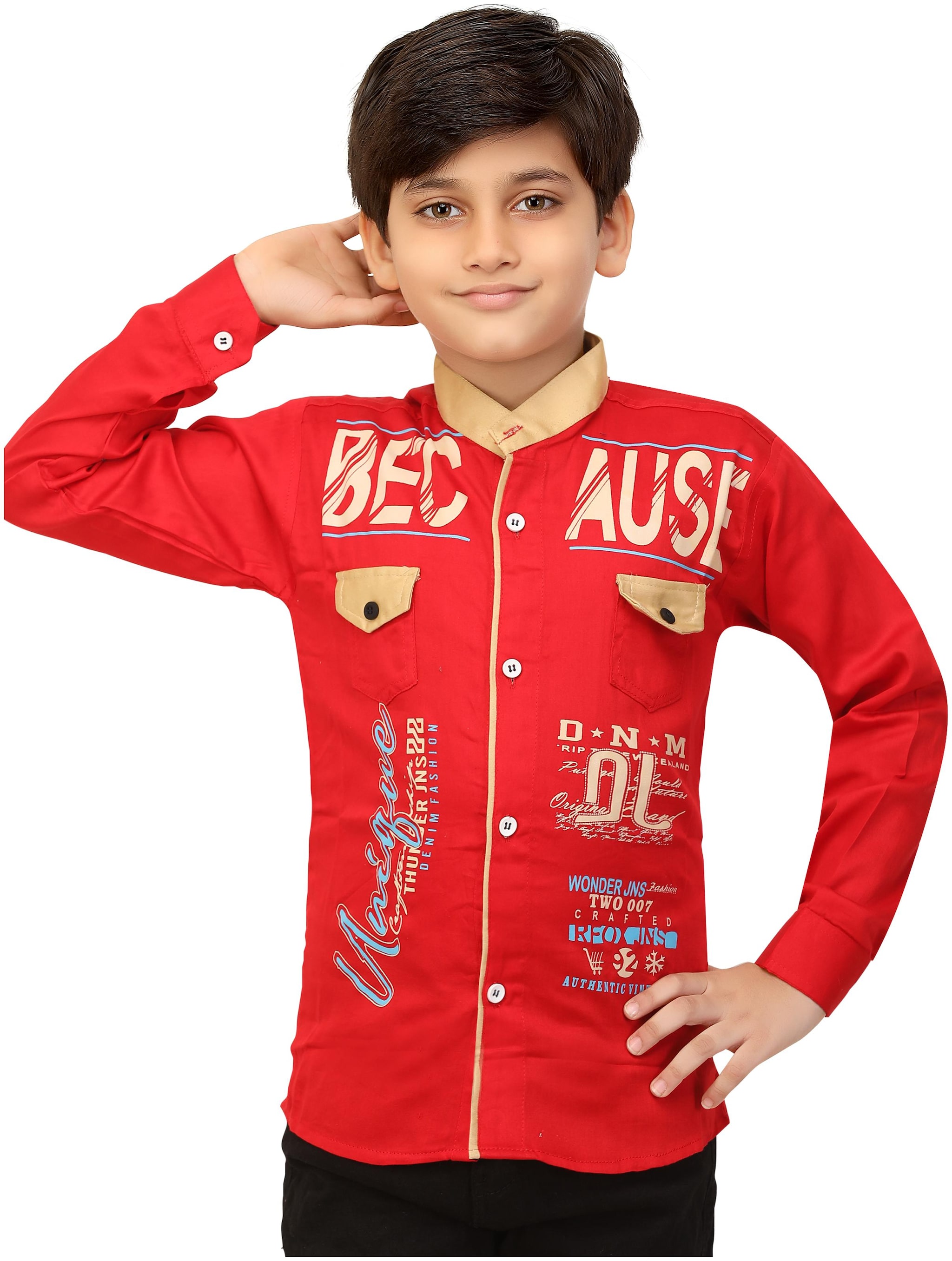 

XBOYZ Boy Cotton blend Printed Shirt Red