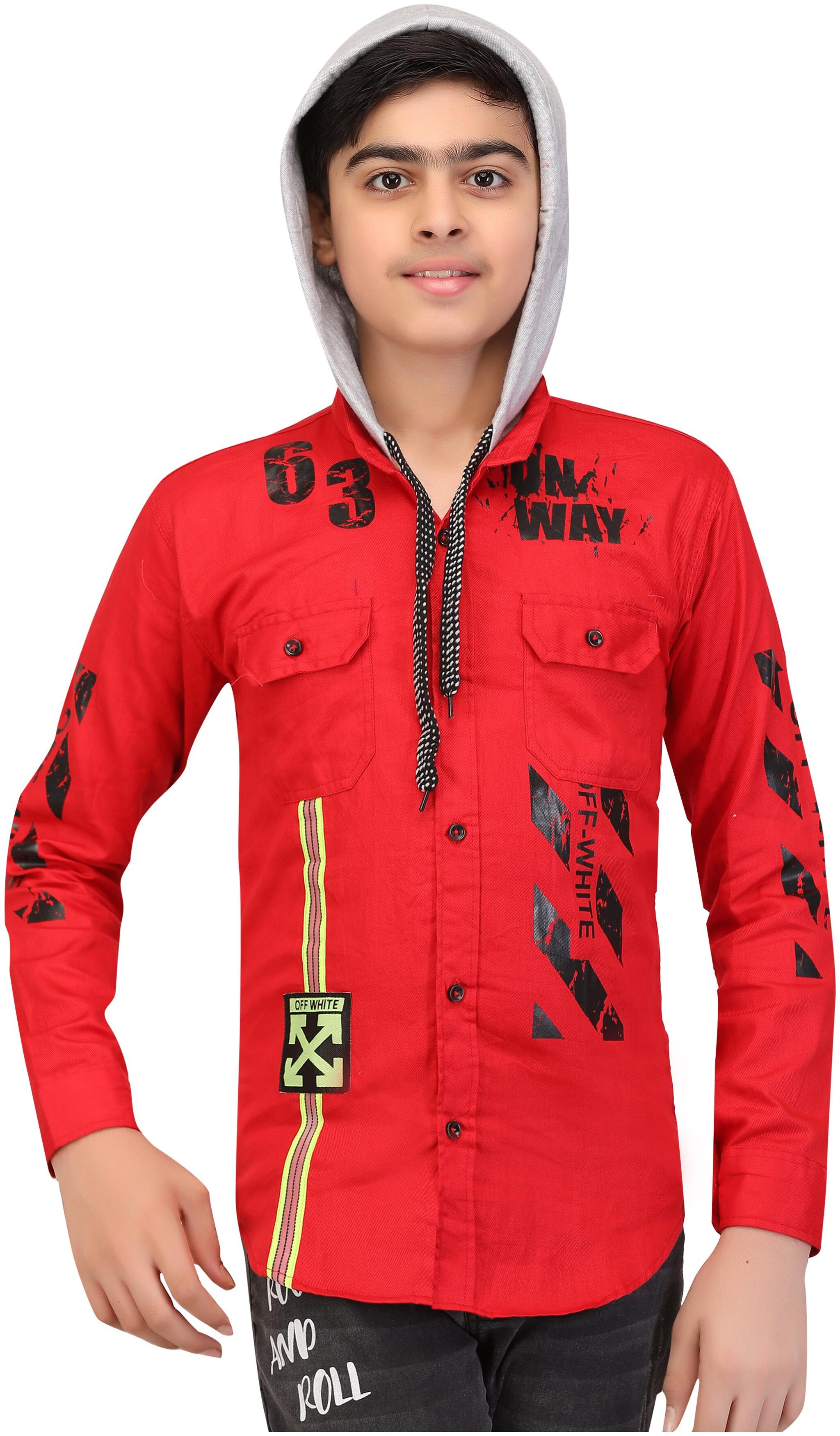 

XBOYZ Boy Cotton blend Printed Shirt Red