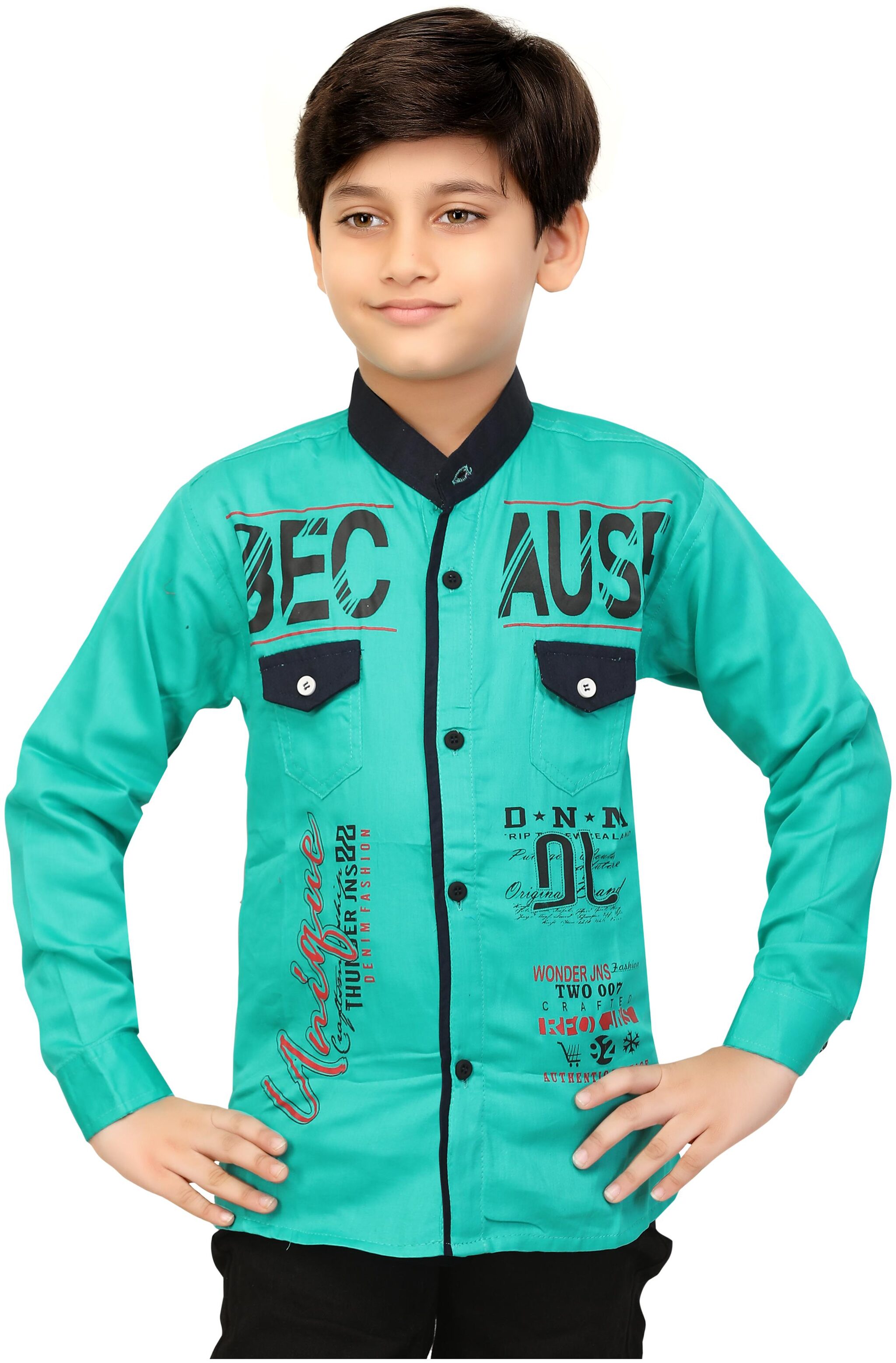 

XBOYZ Boy Cotton blend Printed Shirt Green