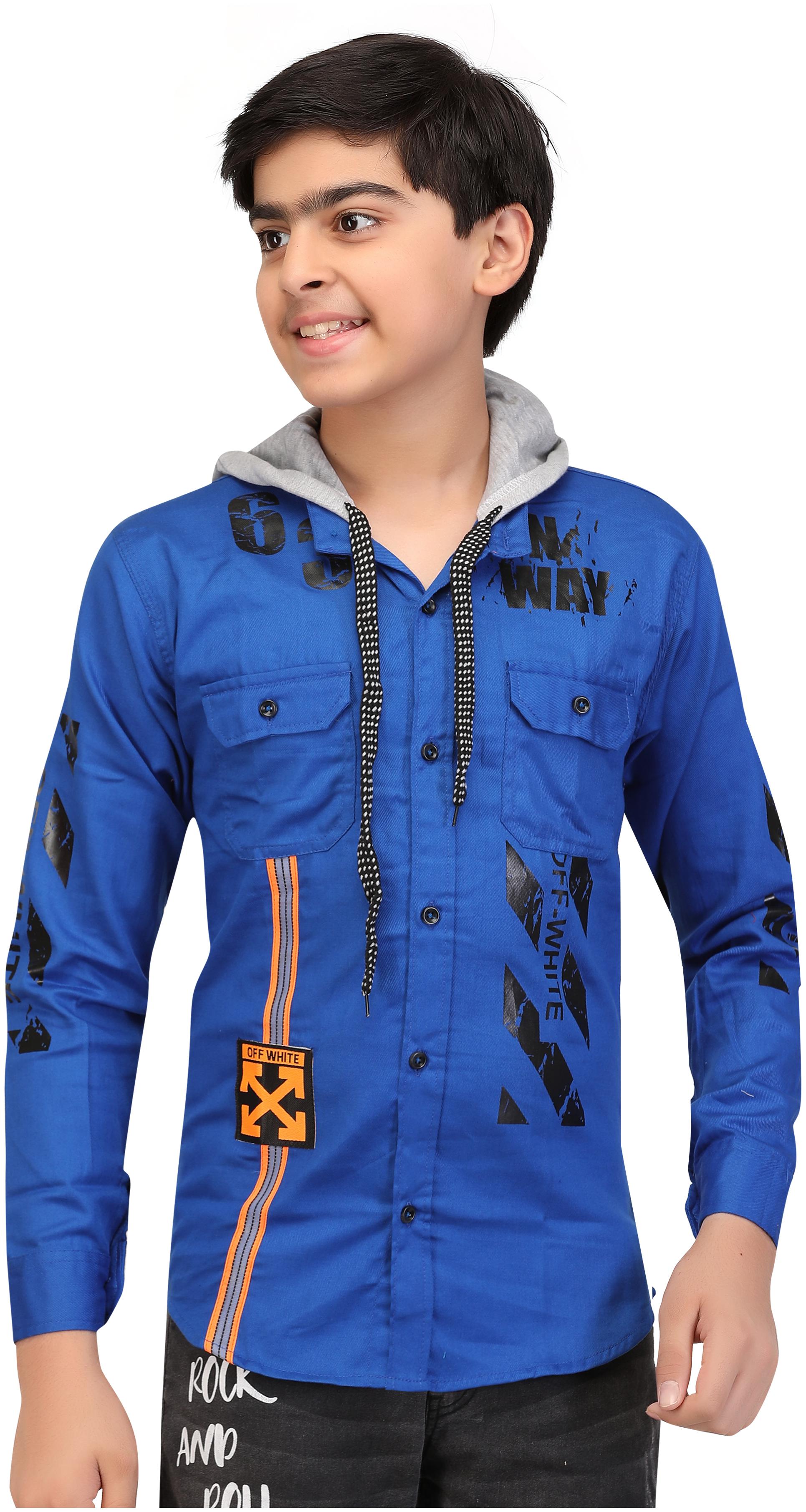 

XBOYZ Boy Cotton blend Printed Shirt Blue