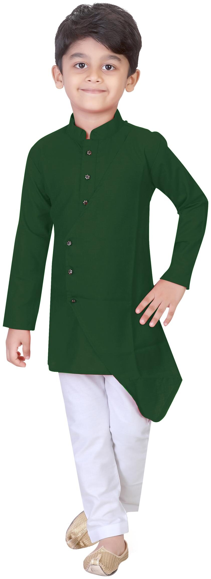 

XBOYZ Boy Cotton blend Solid Kurta pyjama set - Green