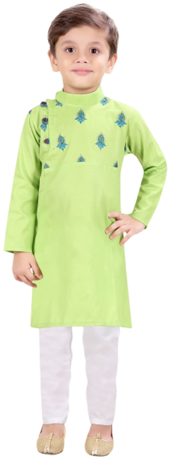 

XBOYZ Boy Cotton blend Printed Kurta pyjama set - Green
