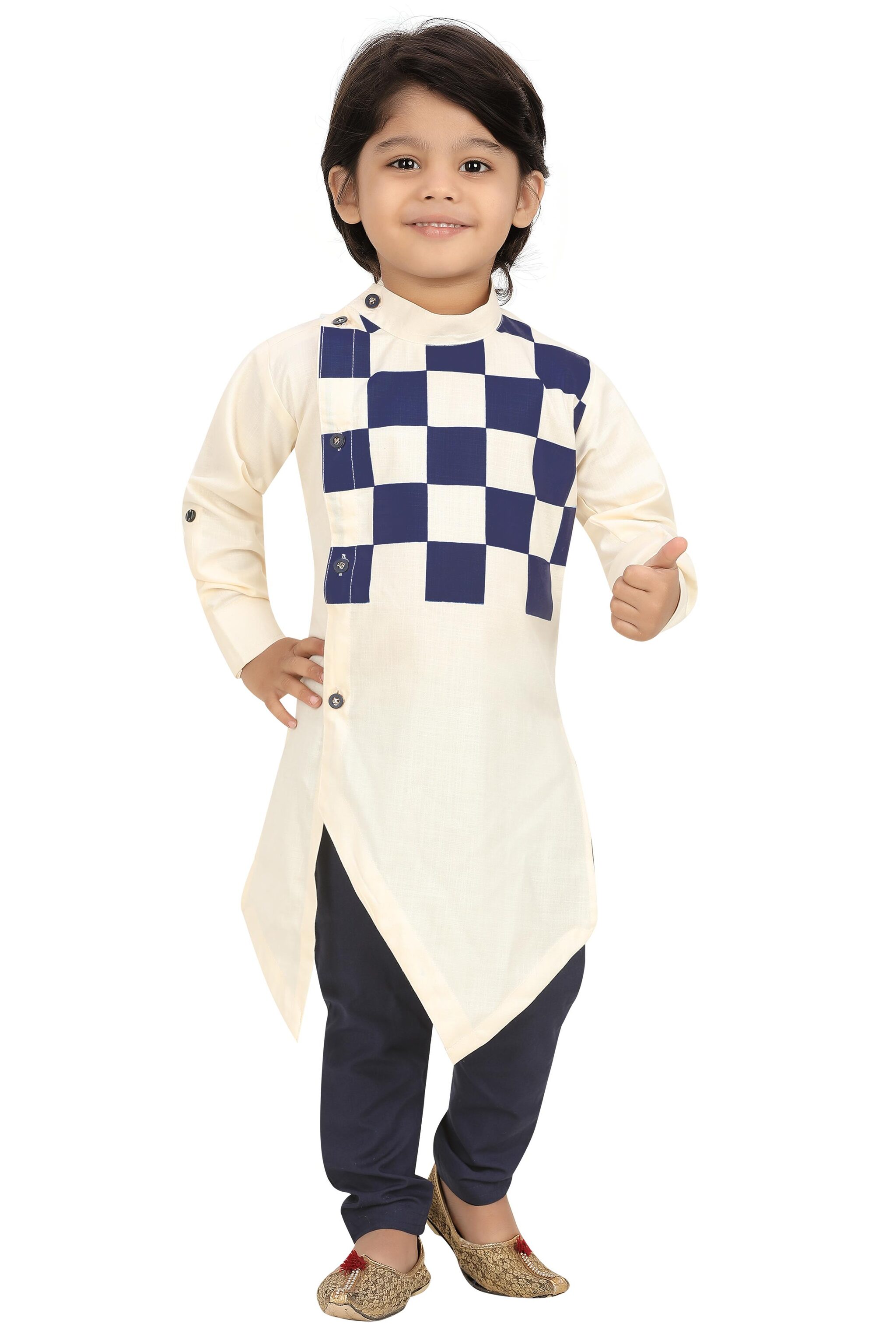 

XBOYZ Boy Cotton blend Printed Kurta pyjama set - Cream Black