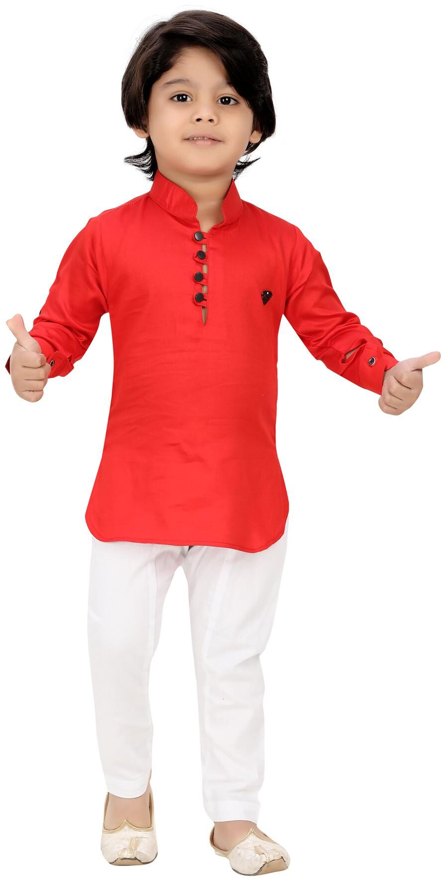 

XBOYZ Boy Cotton blend Solid Kurta pyjama set - Red White
