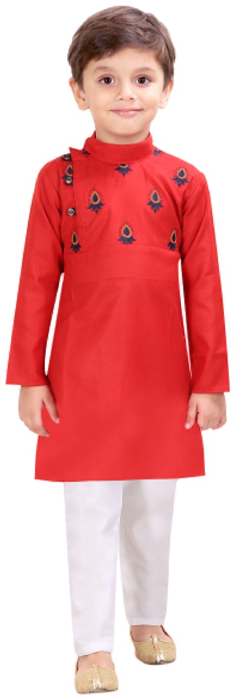 

XBOYZ Boy Cotton blend Printed Kurta pyjama set - Red