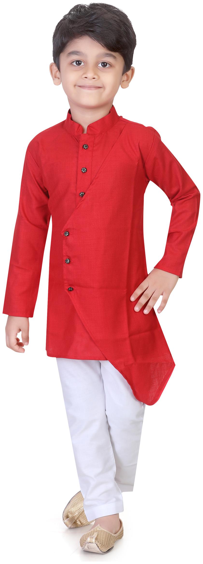 

XBOYZ Boy Cotton blend Solid Kurta pyjama set - Red
