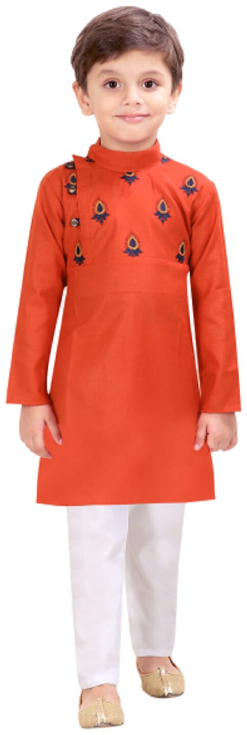 

XBOYZ Boy Cotton blend Printed Kurta pyjama set - Orange