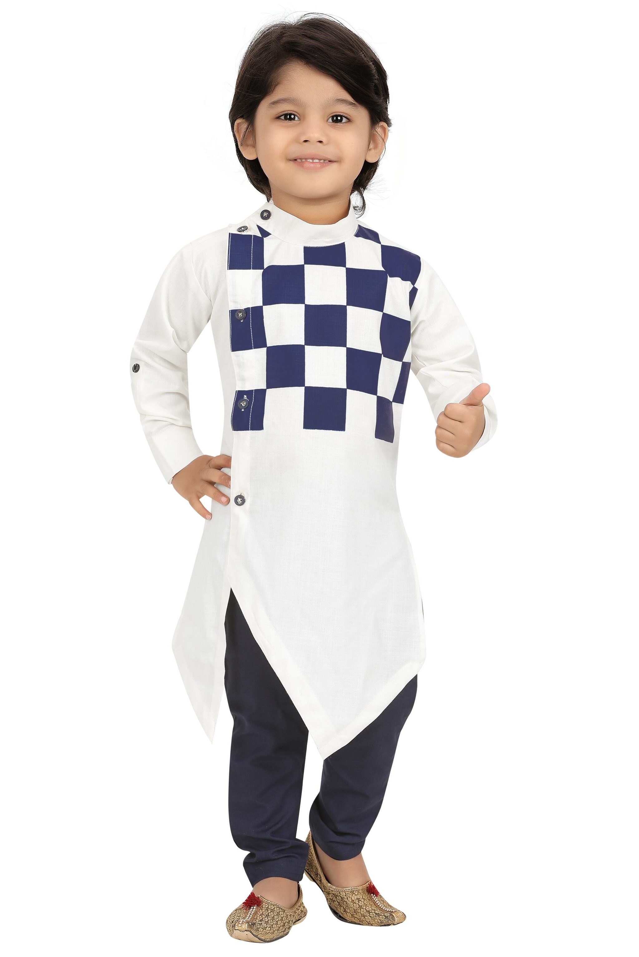 

XBOYZ Boy Cotton blend Printed Kurta pyjama set - White Black