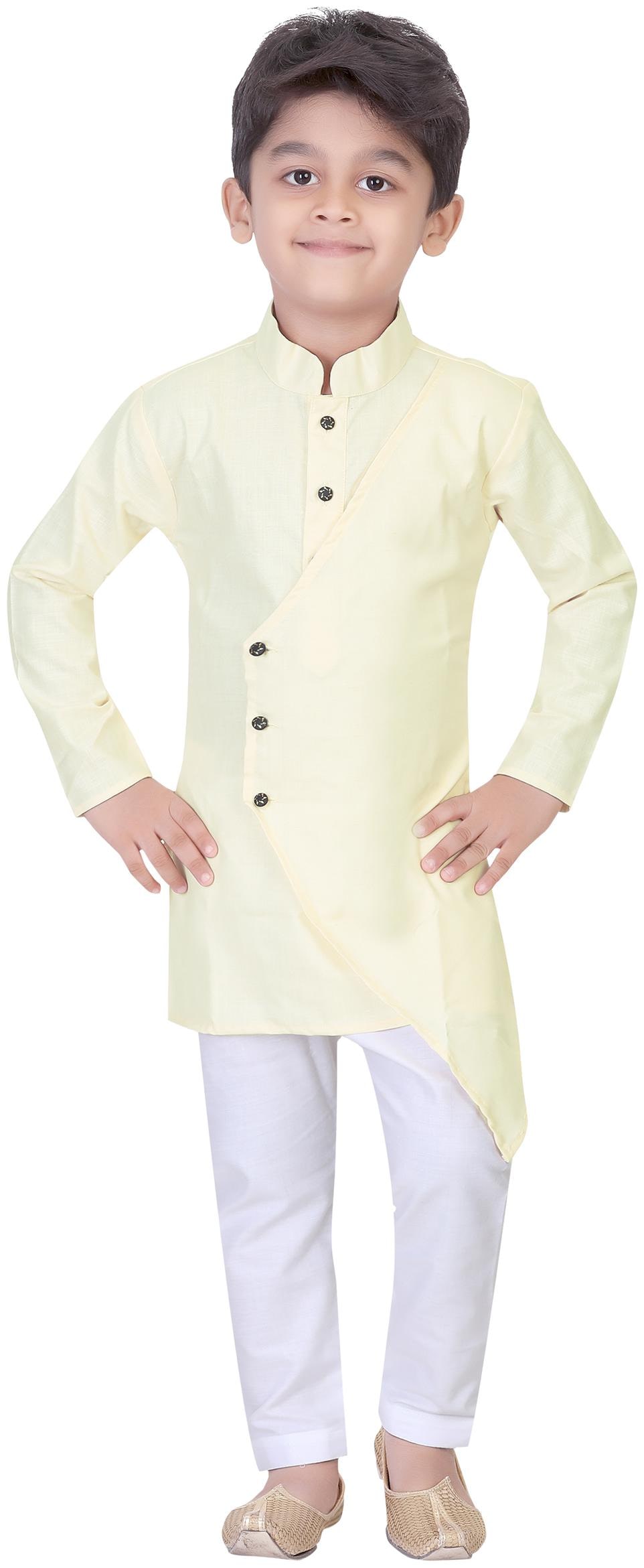 

XBOYZ Boy Cotton blend Solid Kurta pyjama set - Yellow