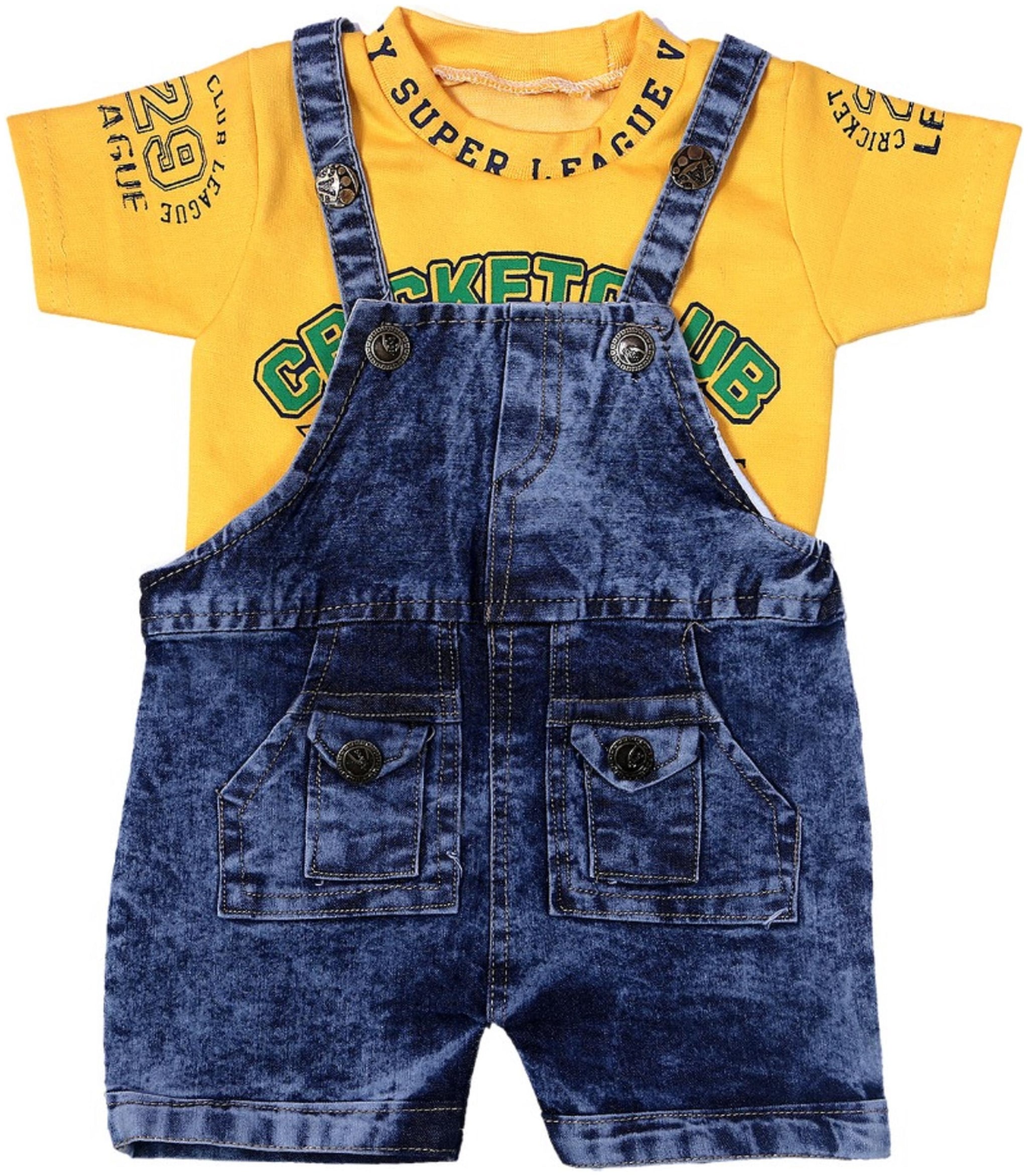 

XBOYZ Unisex Denim Printed Romper - Yellow