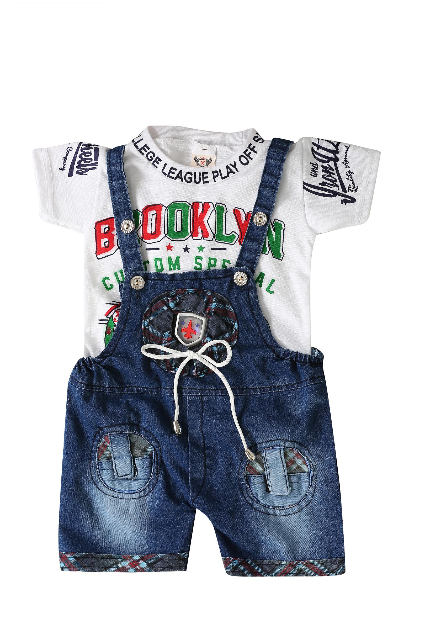 

XBOYZ Unisex Denim Printed Romper - White