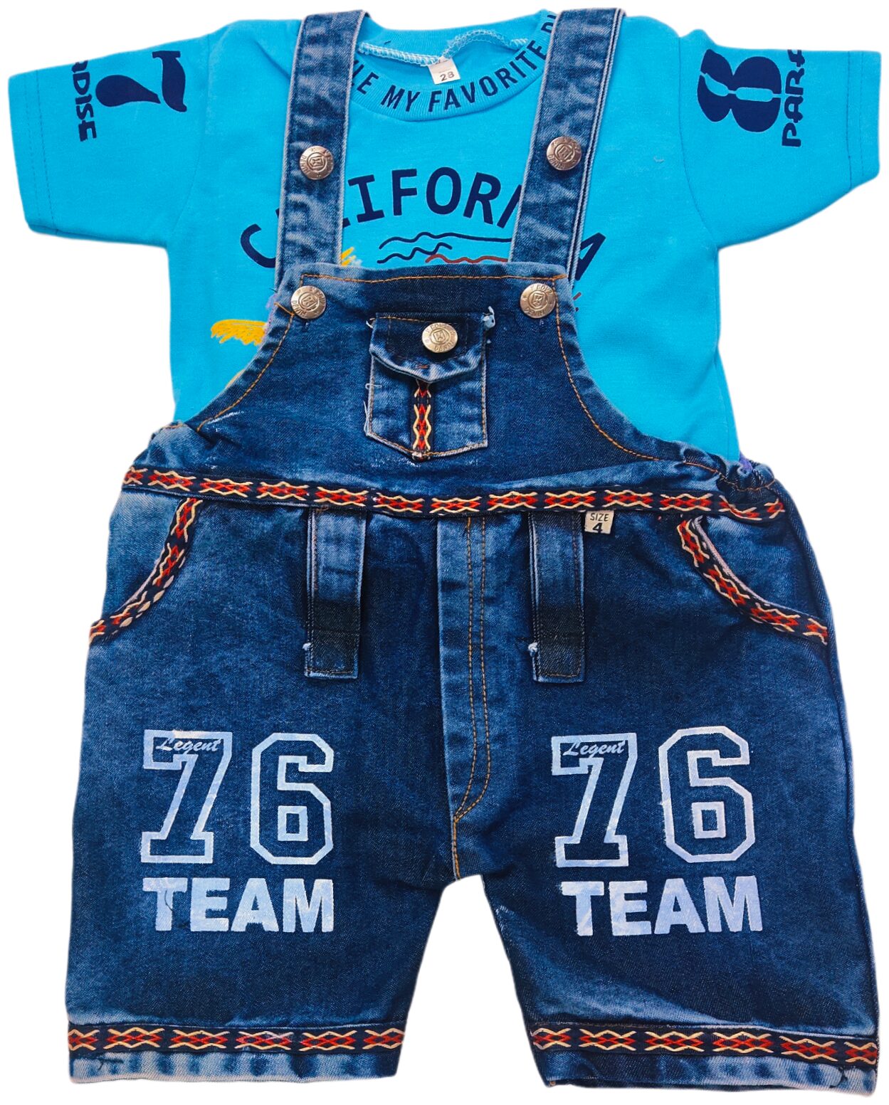 

XBOYZ Unisex Denim Printed Romper - Blue