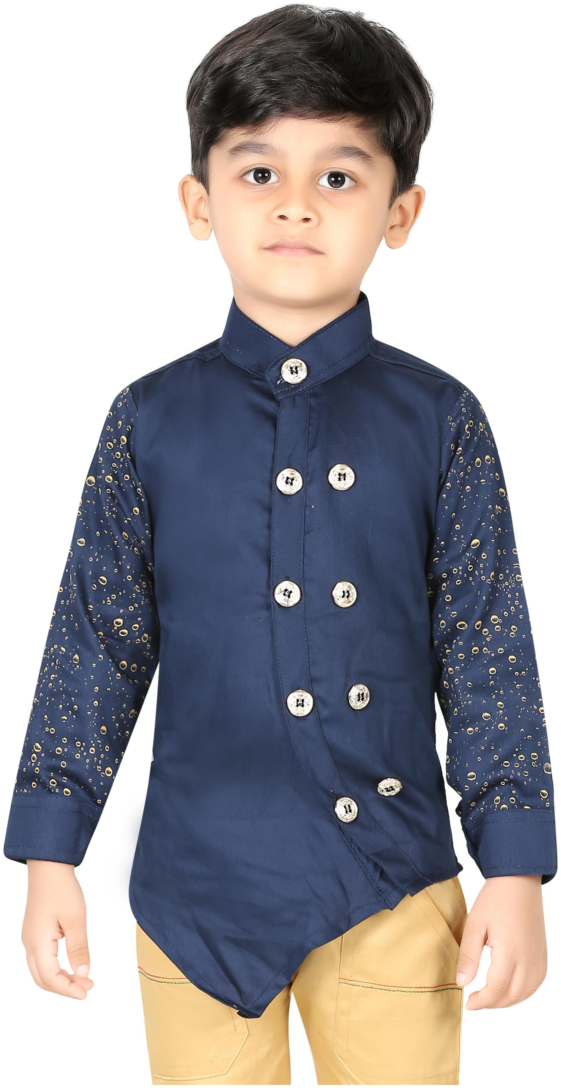 

XBOYZ Boy Cotton blend Printed Shirt Blue
