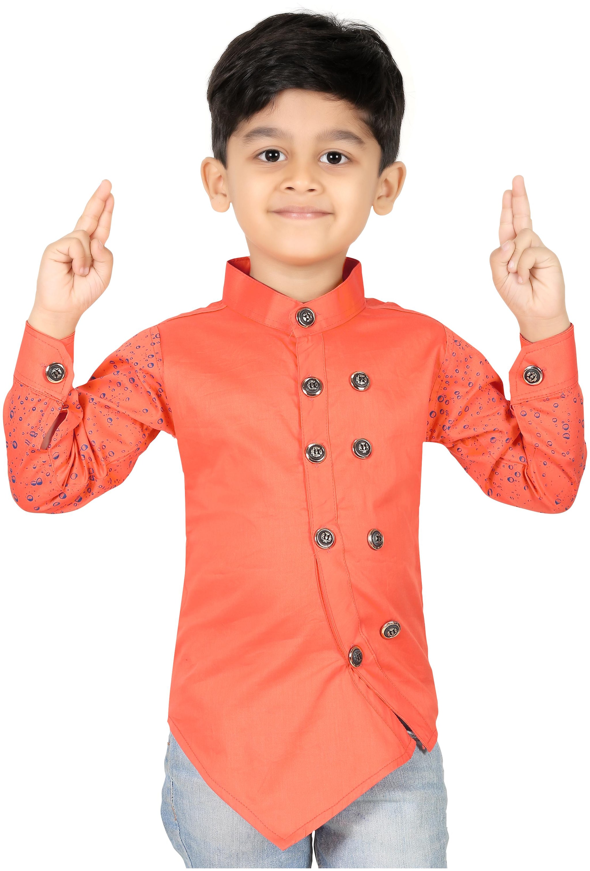 

XBOYZ Boy Cotton blend Printed Shirt Orange