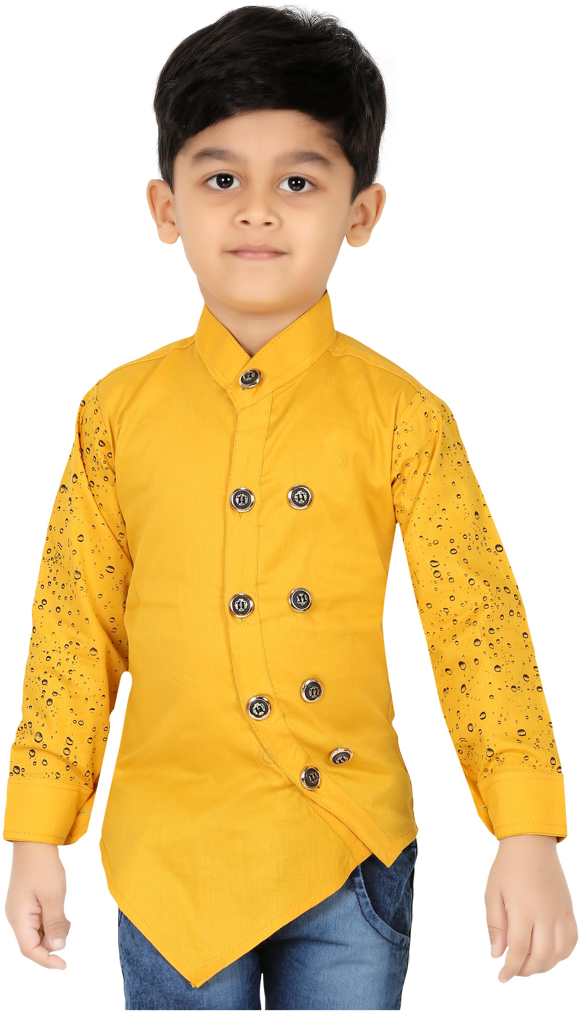 

XBOYZ Boy Cotton blend Printed Shirt Gold