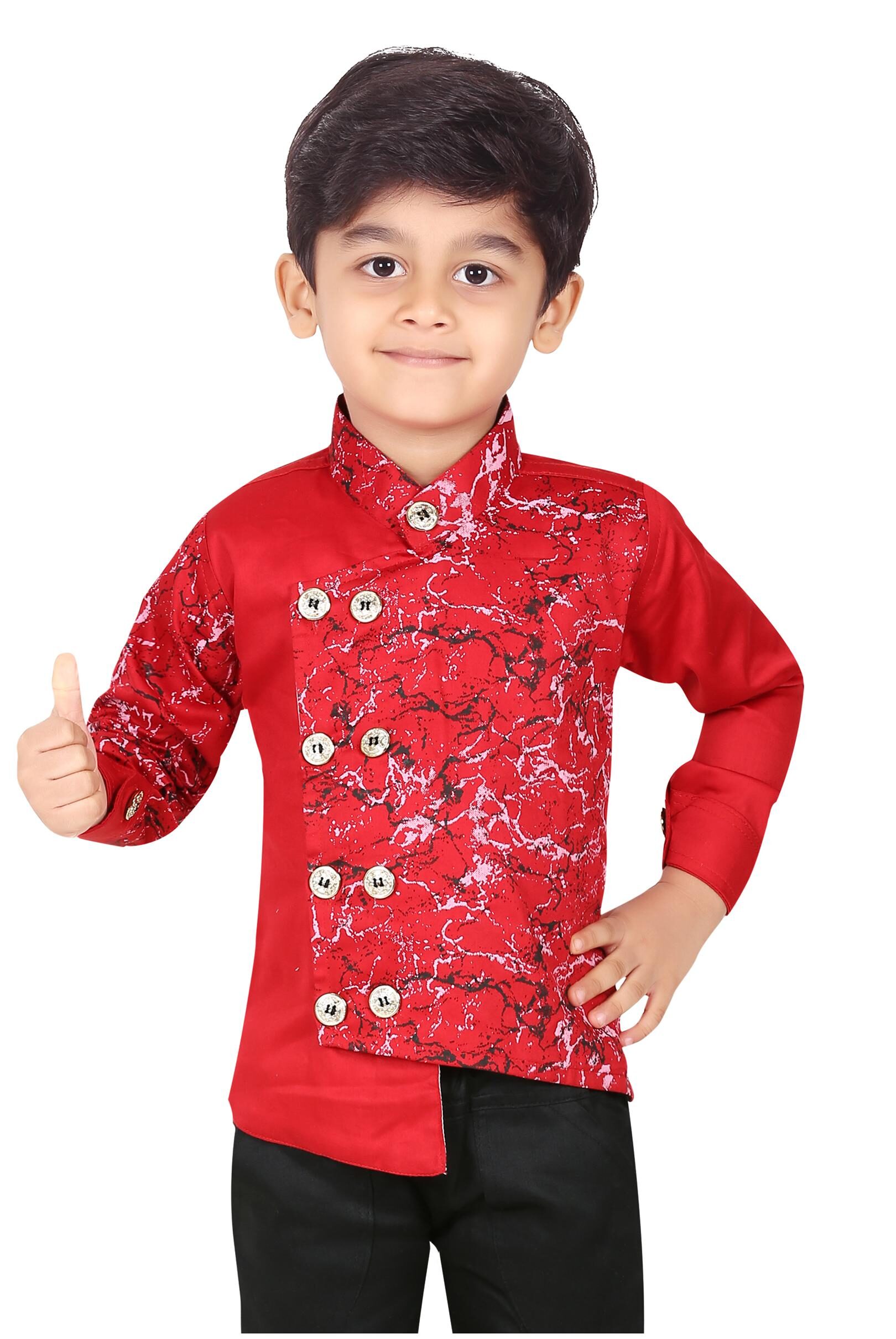 

XBOYZ Boy Cotton blend Printed Shirt Red