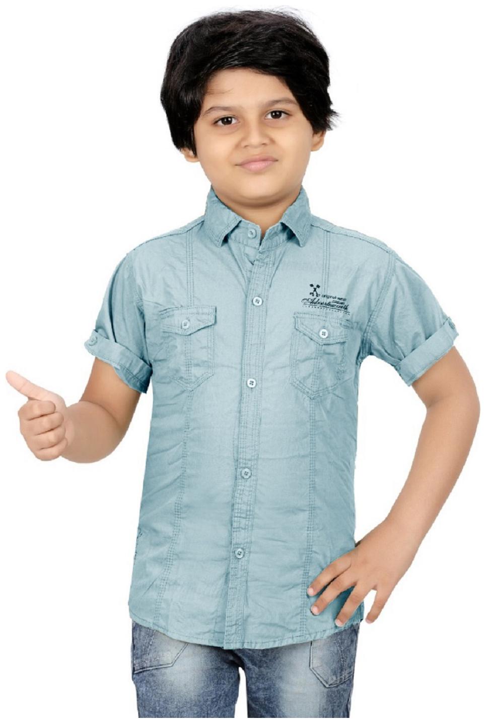 

XBOYZ Boy Cotton blend Solid Shirt Blue