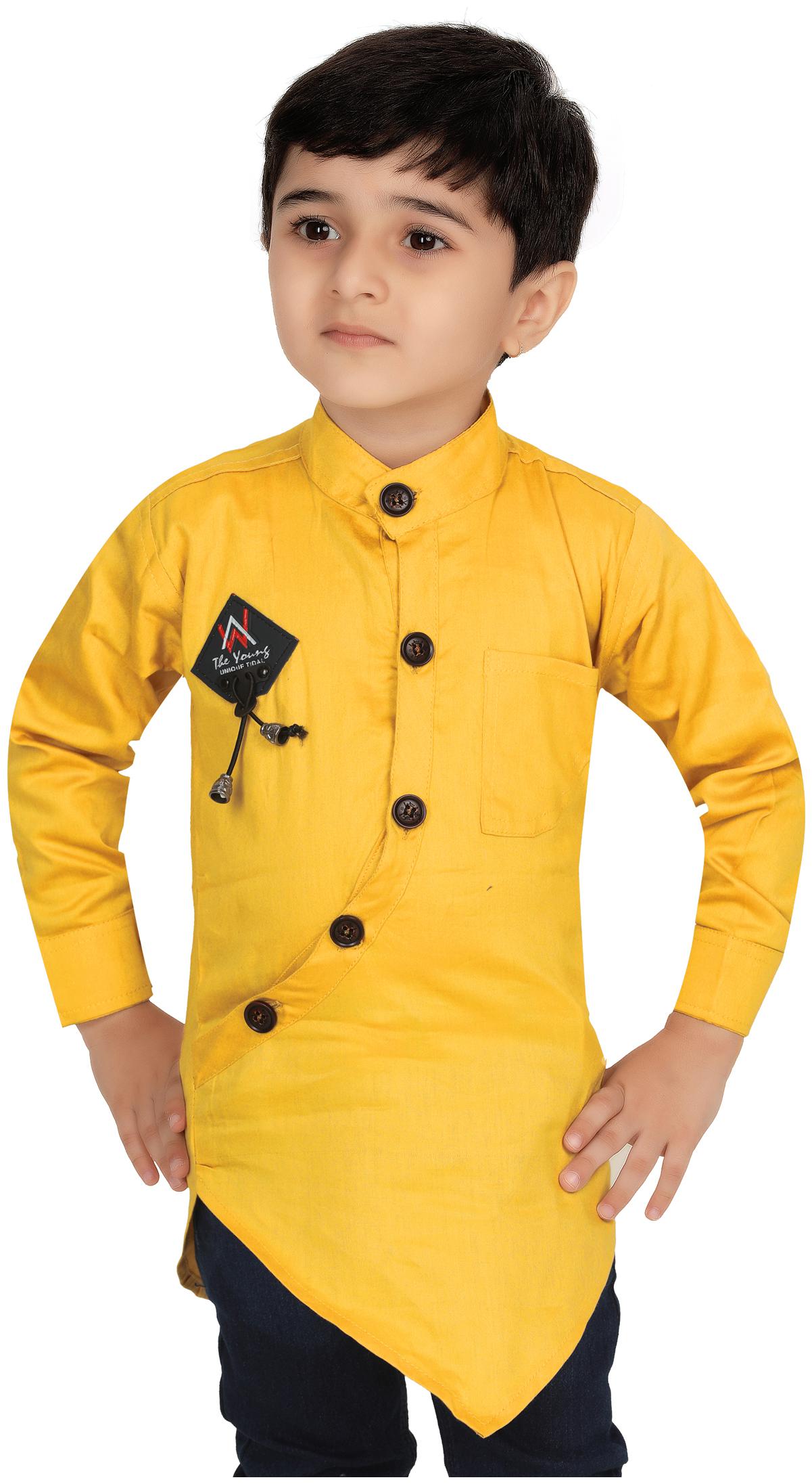 

XBOYZ Boy Cotton blend Solid Shirt Yellow