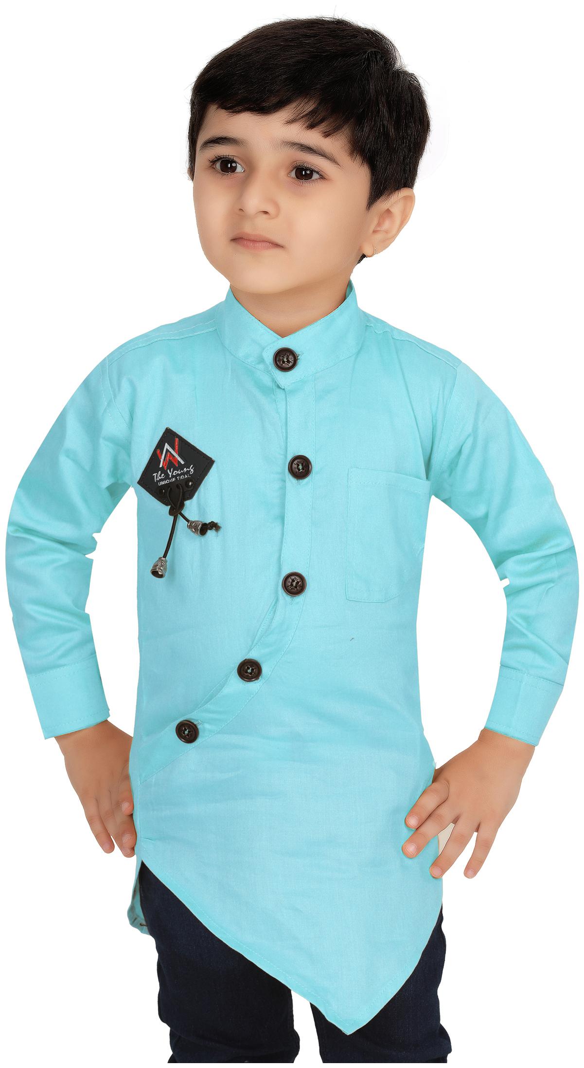 

XBOYZ Boy Cotton blend Solid Shirt Blue