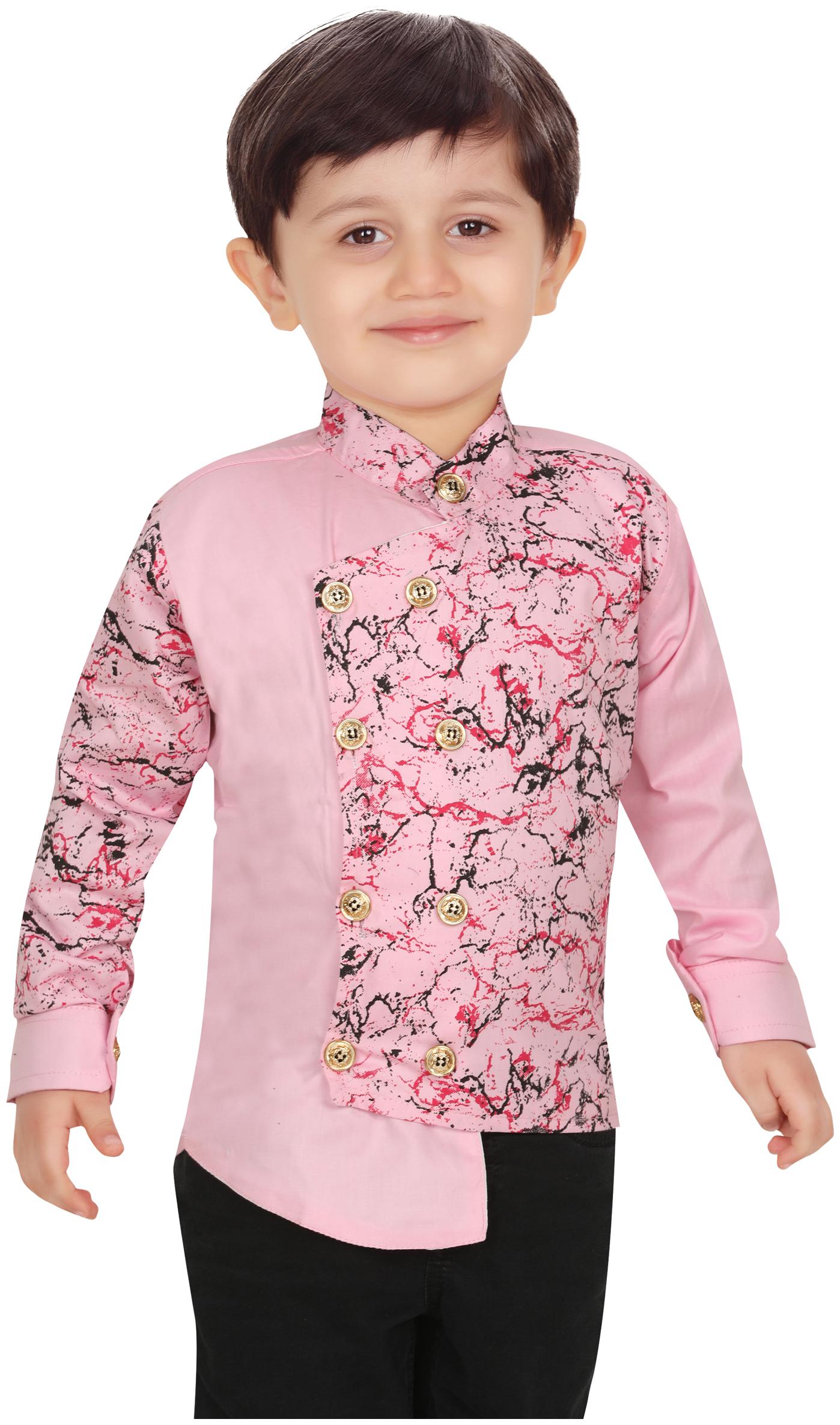 

XBOYZ Boy Cotton blend Printed Shirt Pink