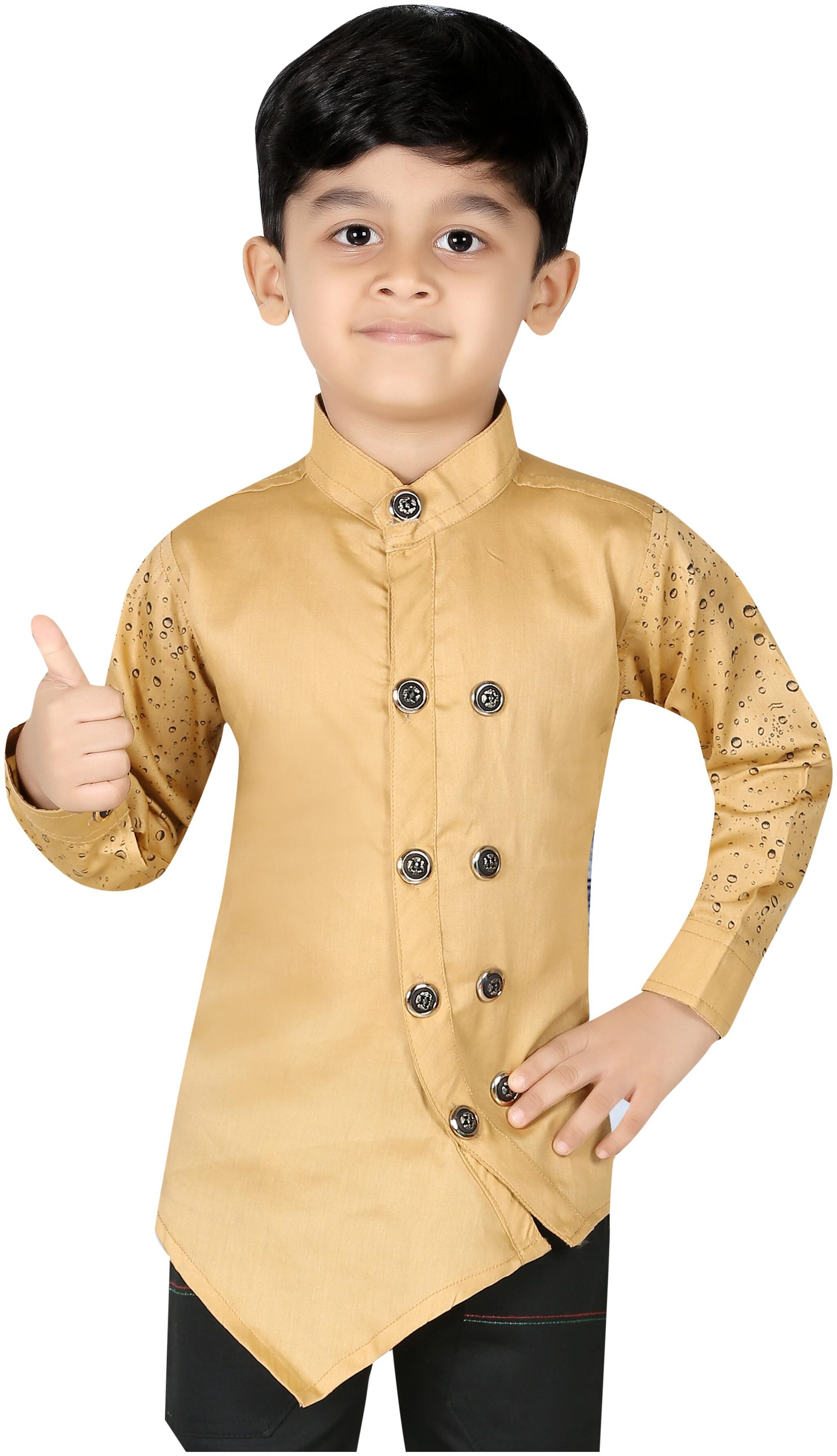 

XBOYZ Boy Cotton blend Printed Shirt Beige