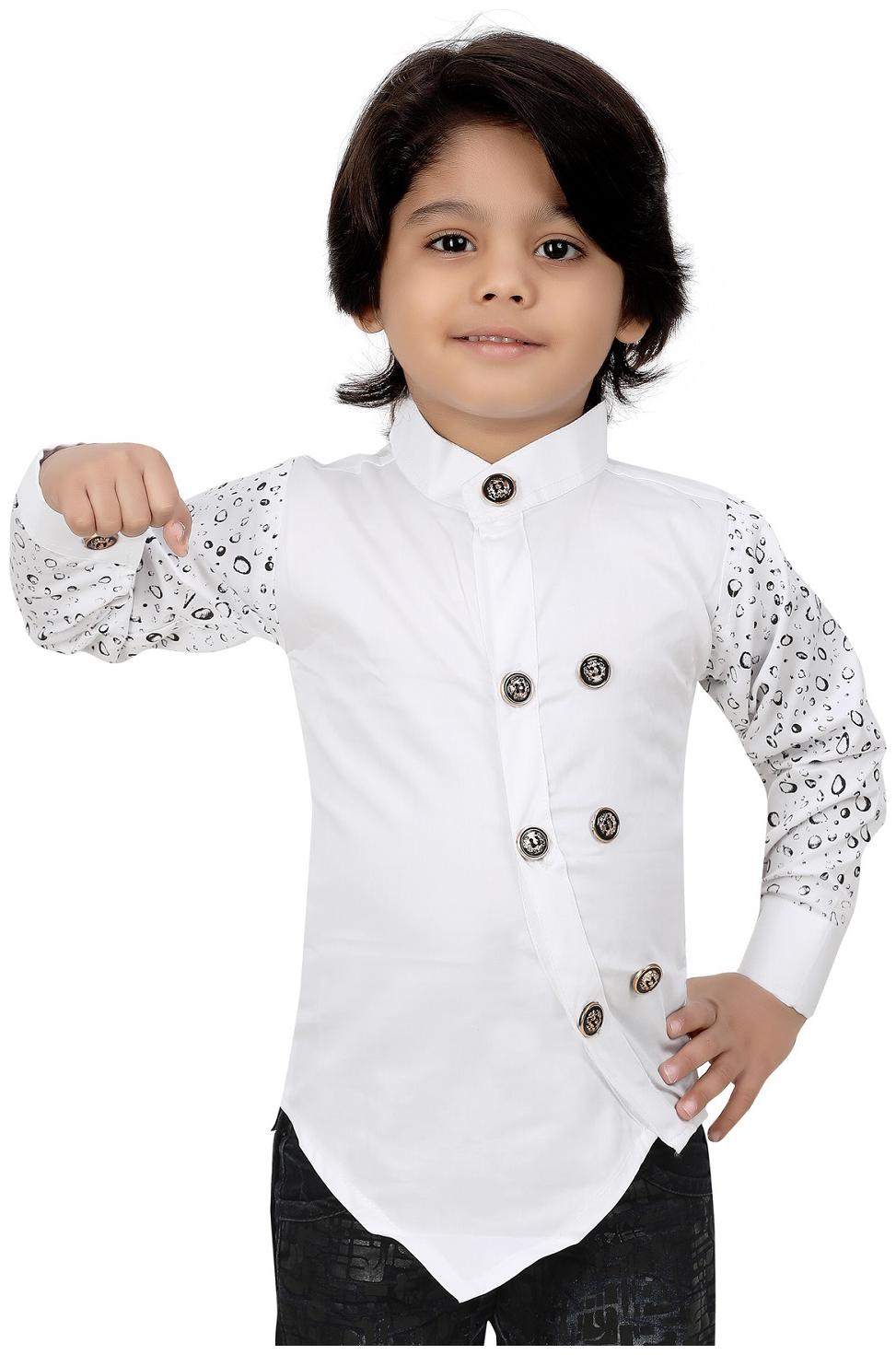 

XBOYZ Boy Cotton blend Printed Shirt White