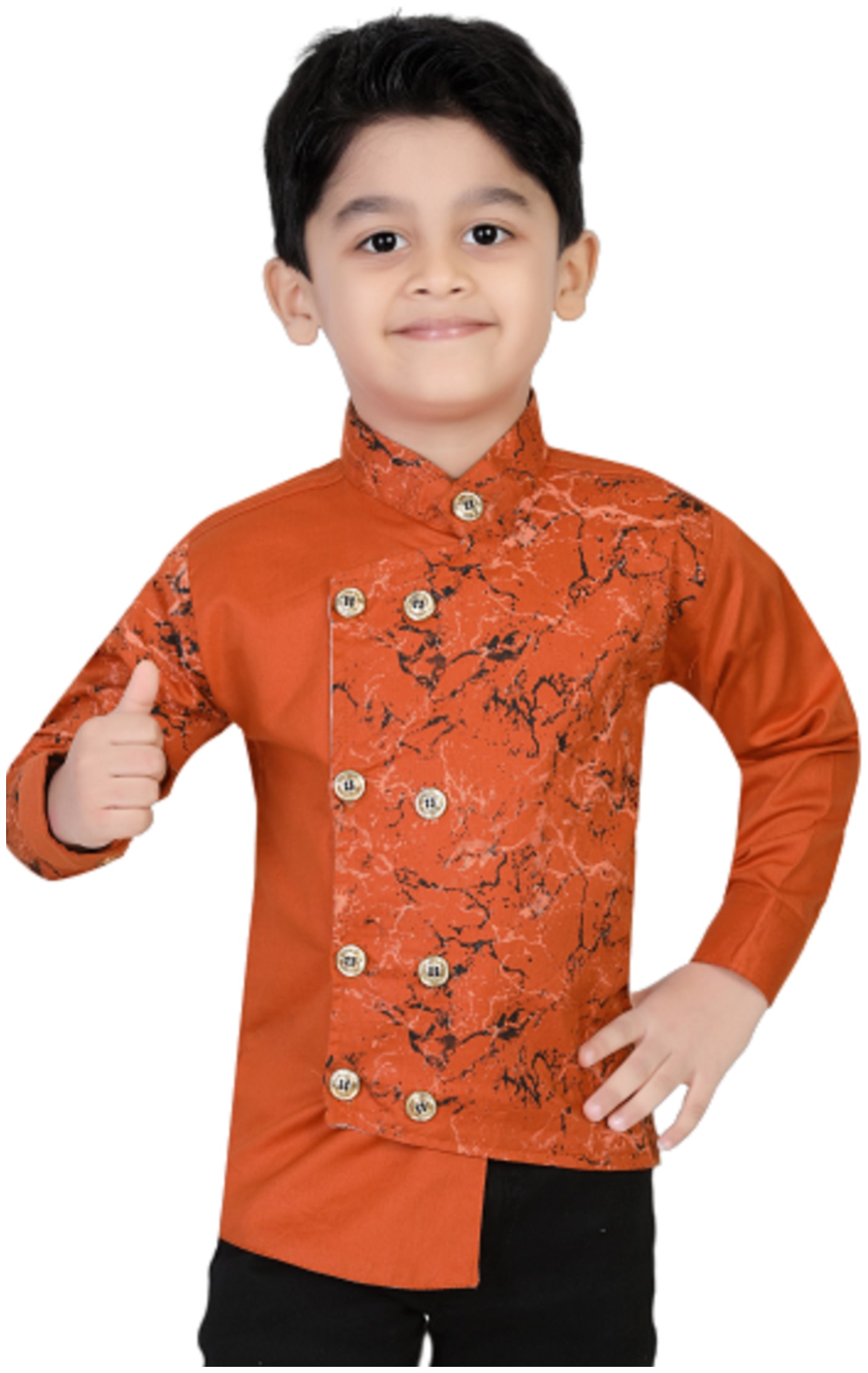 

XBOYZ Boy Cotton blend Printed Shirt Orange