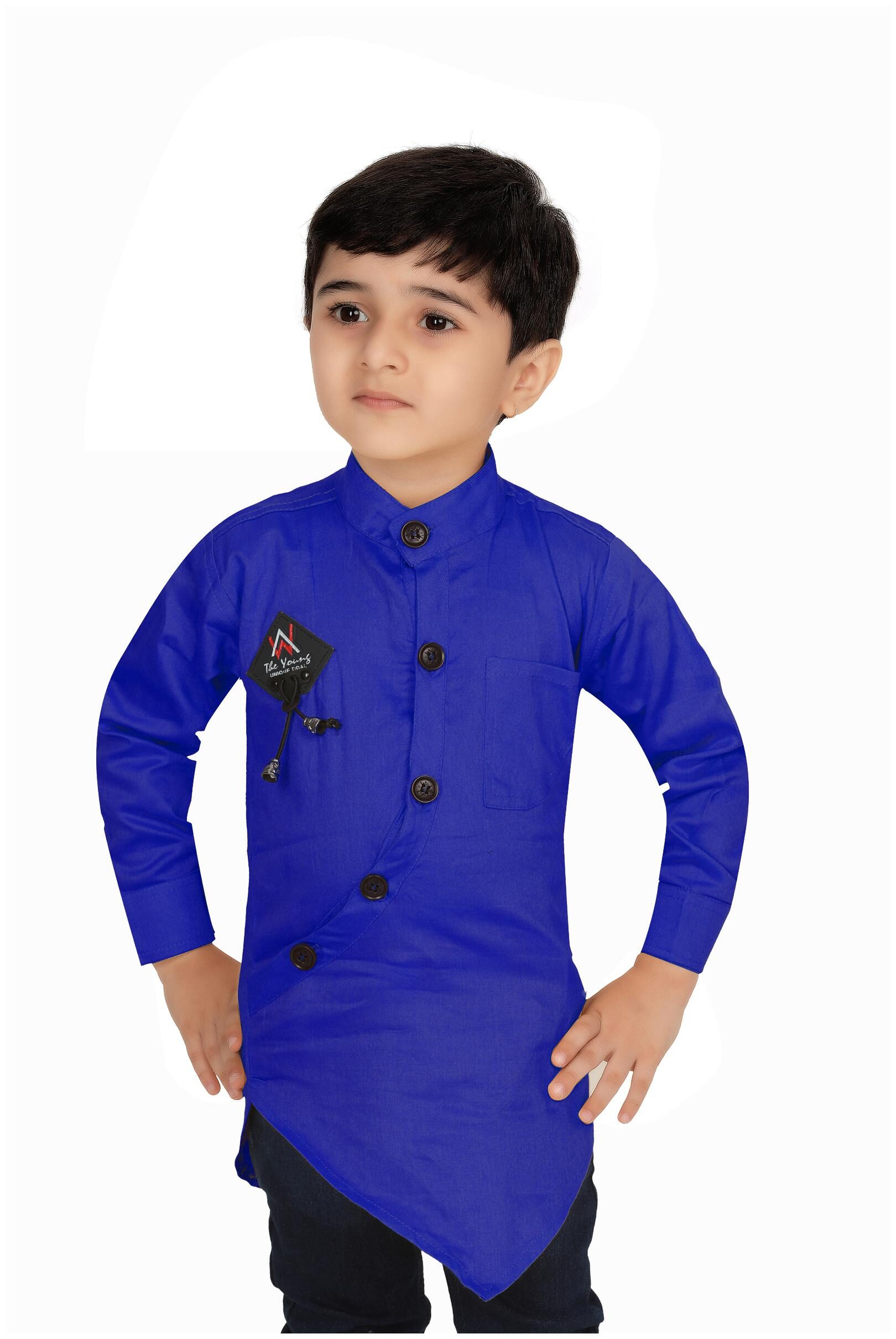 

XBOYZ Boy Cotton blend Solid Shirt Blue