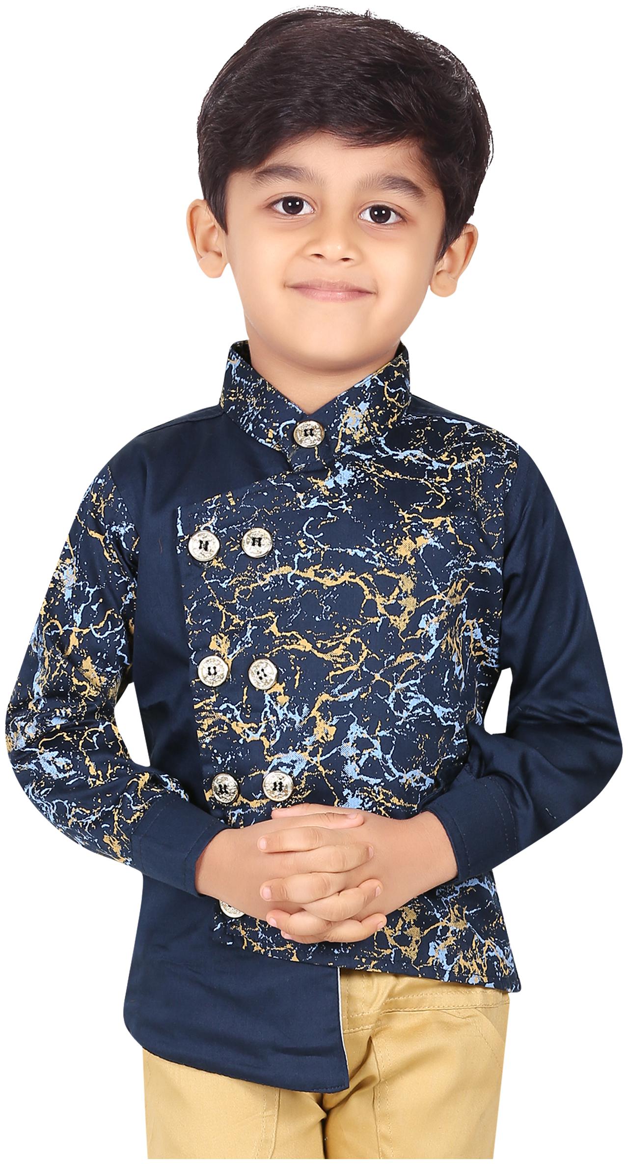 

XBOYZ Boy Cotton blend Printed Shirt Blue
