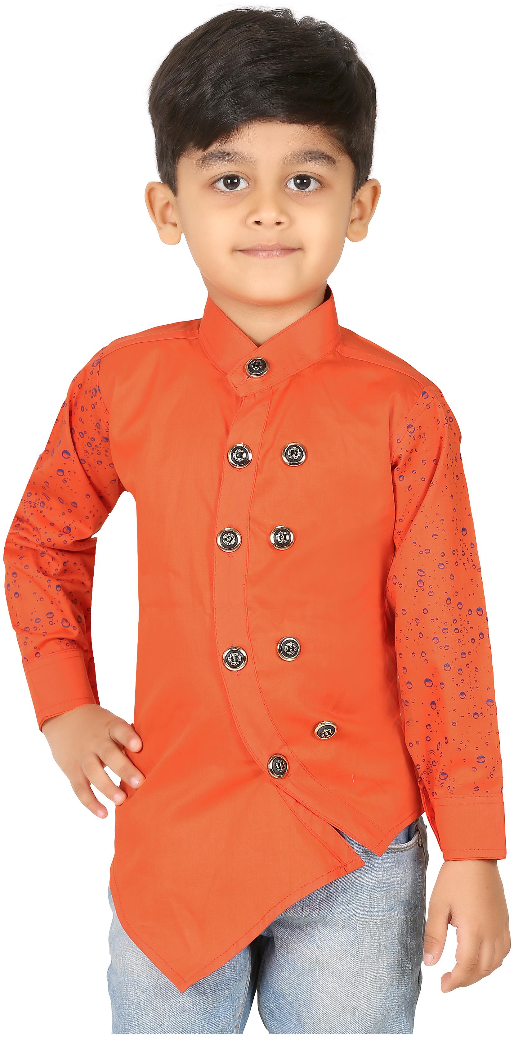 

XBOYZ Boy Cotton blend Printed Shirt Orange