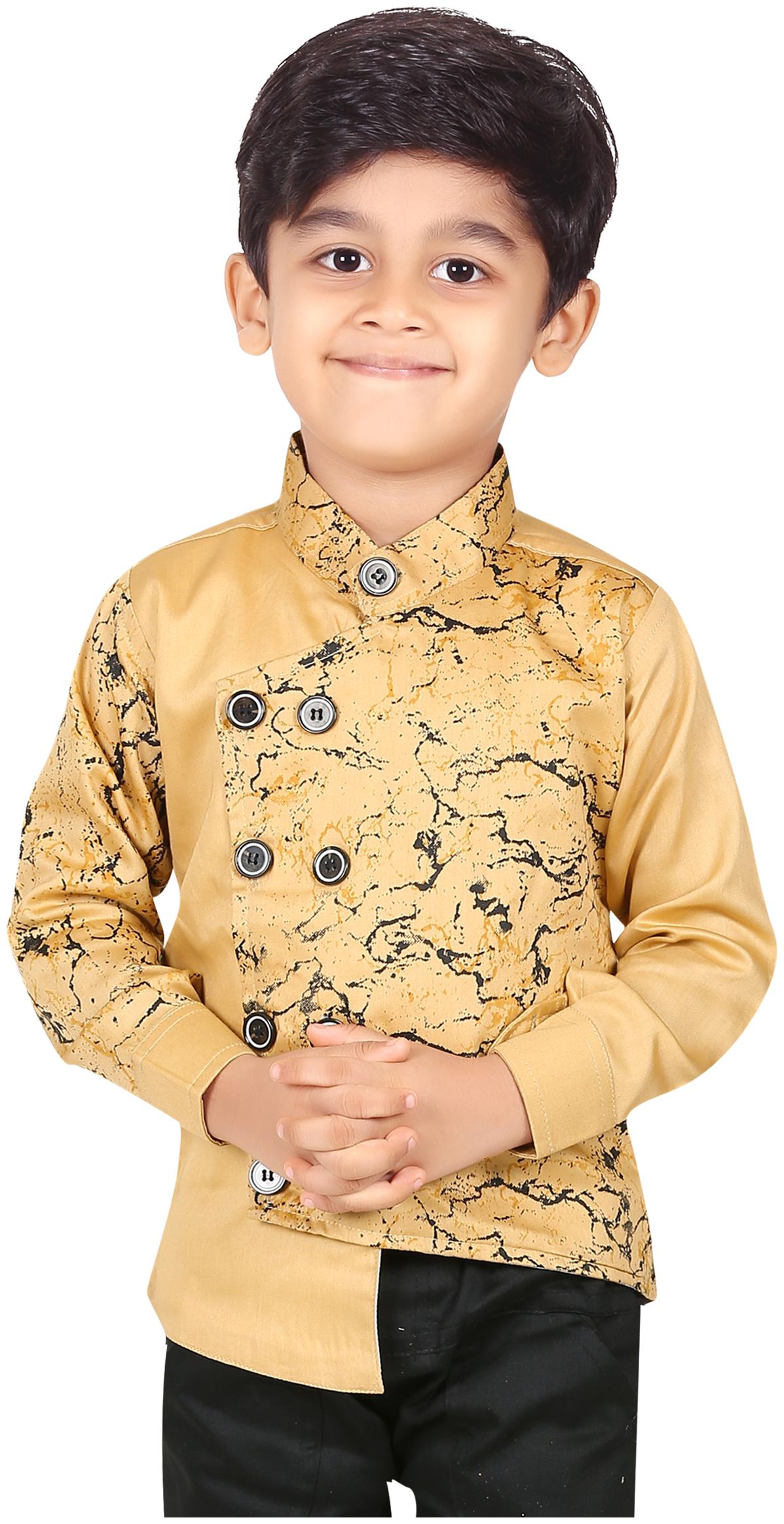 

XBOYZ Boy Cotton blend Printed Shirt Beige