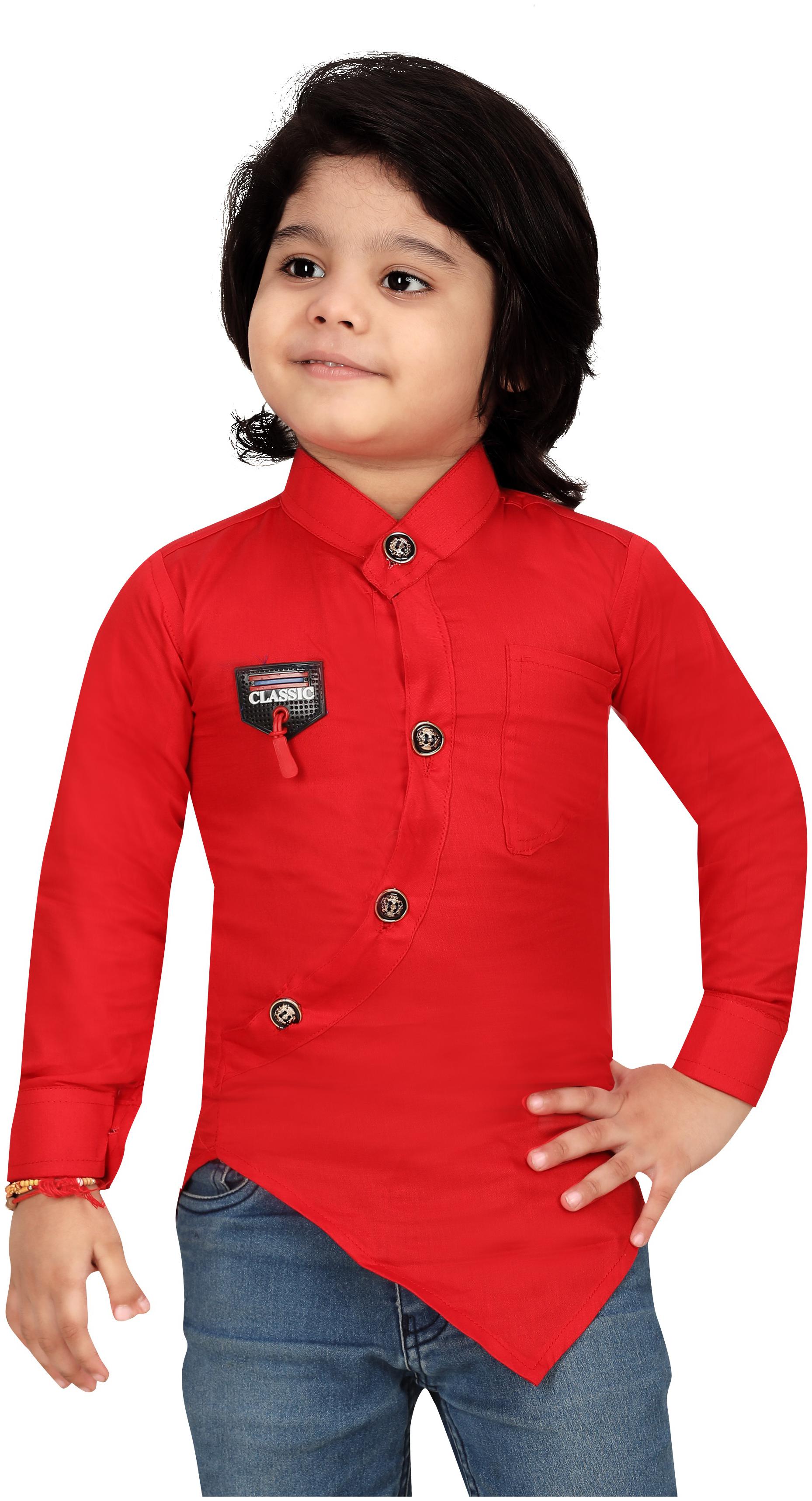 

XBOYZ Boy Cotton blend Solid Shirt Red