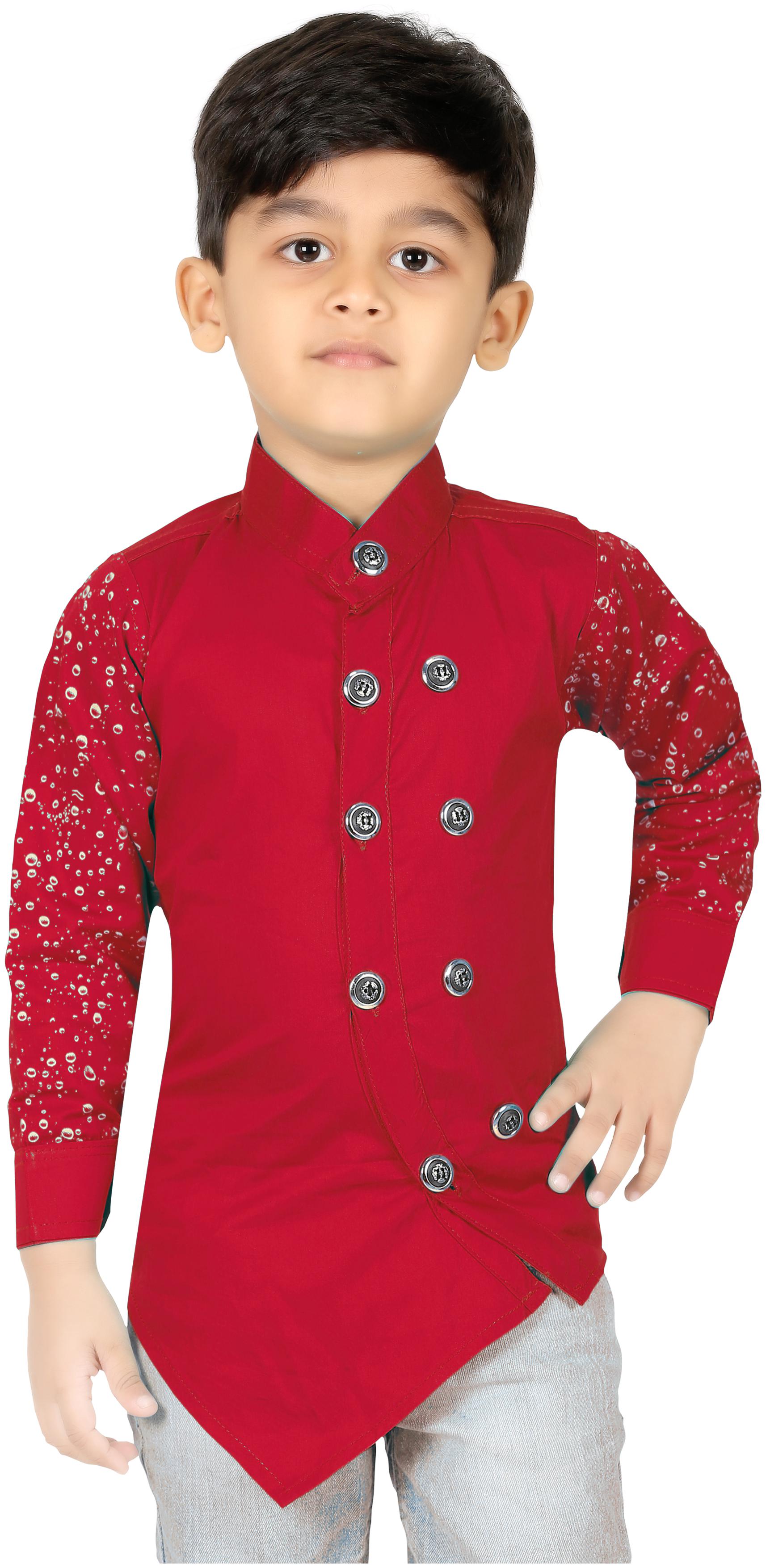 

XBOYZ Boy Cotton blend Printed Shirt Red