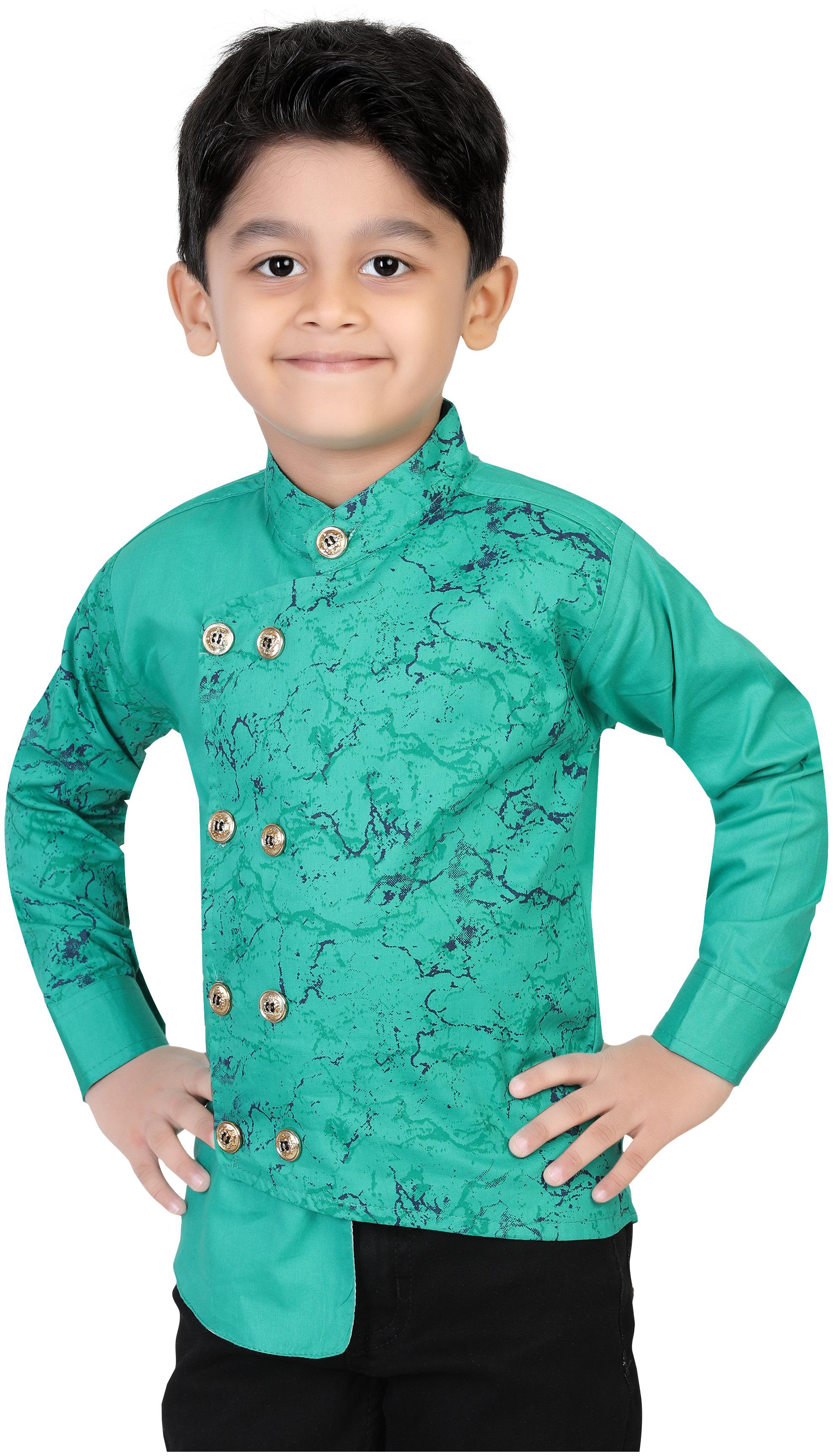 

XBOYZ Boy Cotton blend Printed Shirt Green