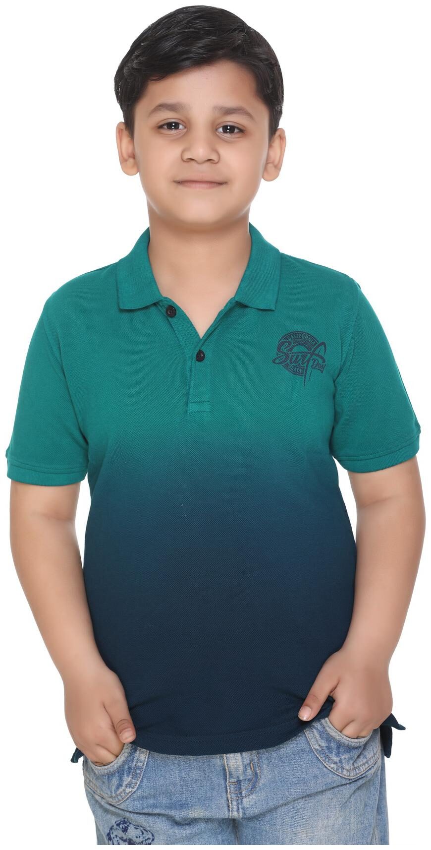 

Y I Boy Cotton Colorblocked T-shirt - Green Blue