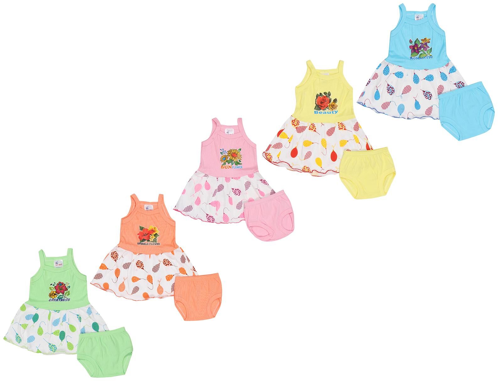 

Yellow Chilli Baby girl Poly cotton Printed Frock with bloomer - Multi