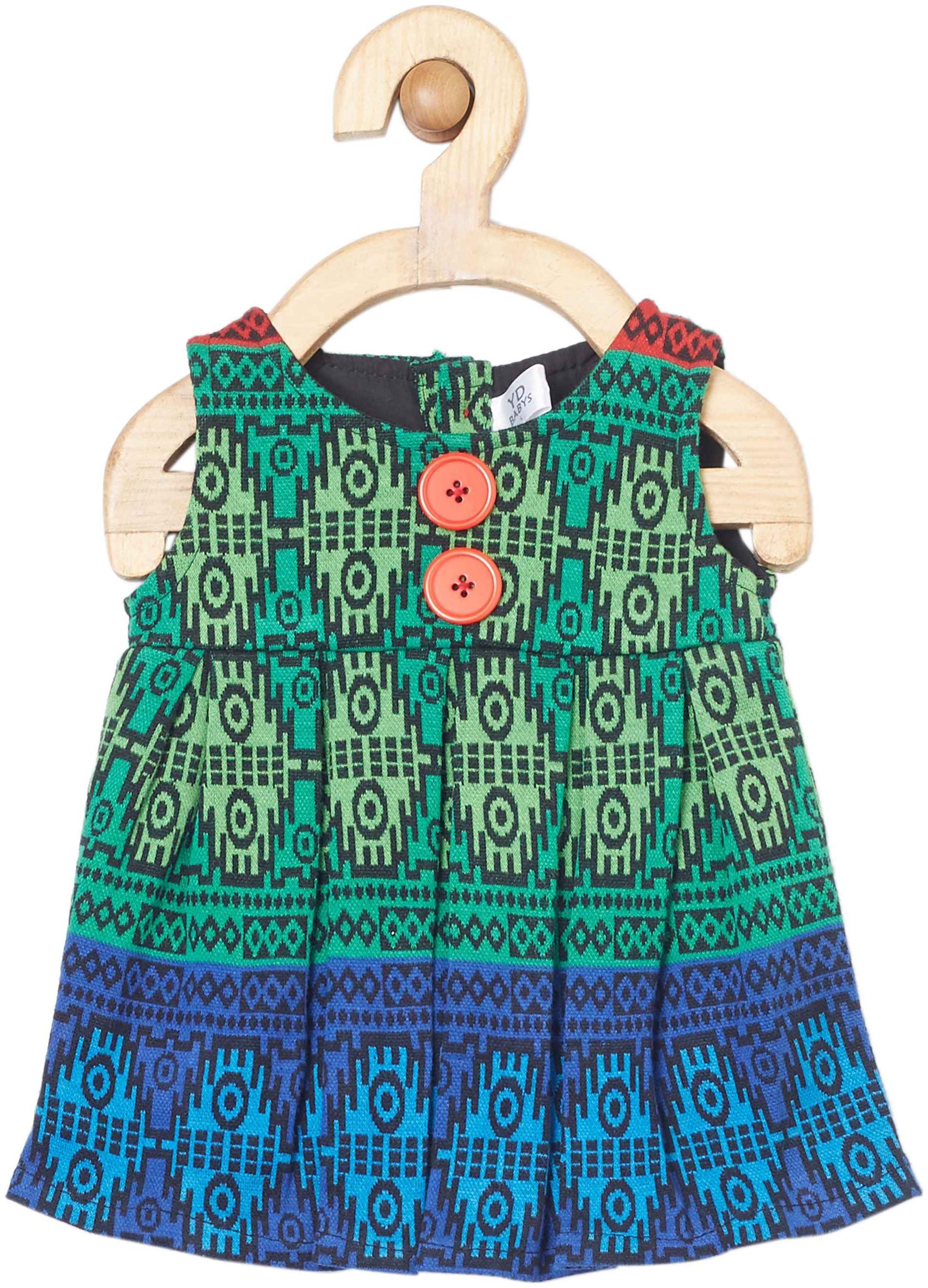 

Yellow Duck Baby girl Cotton Solid Princess frock - Green