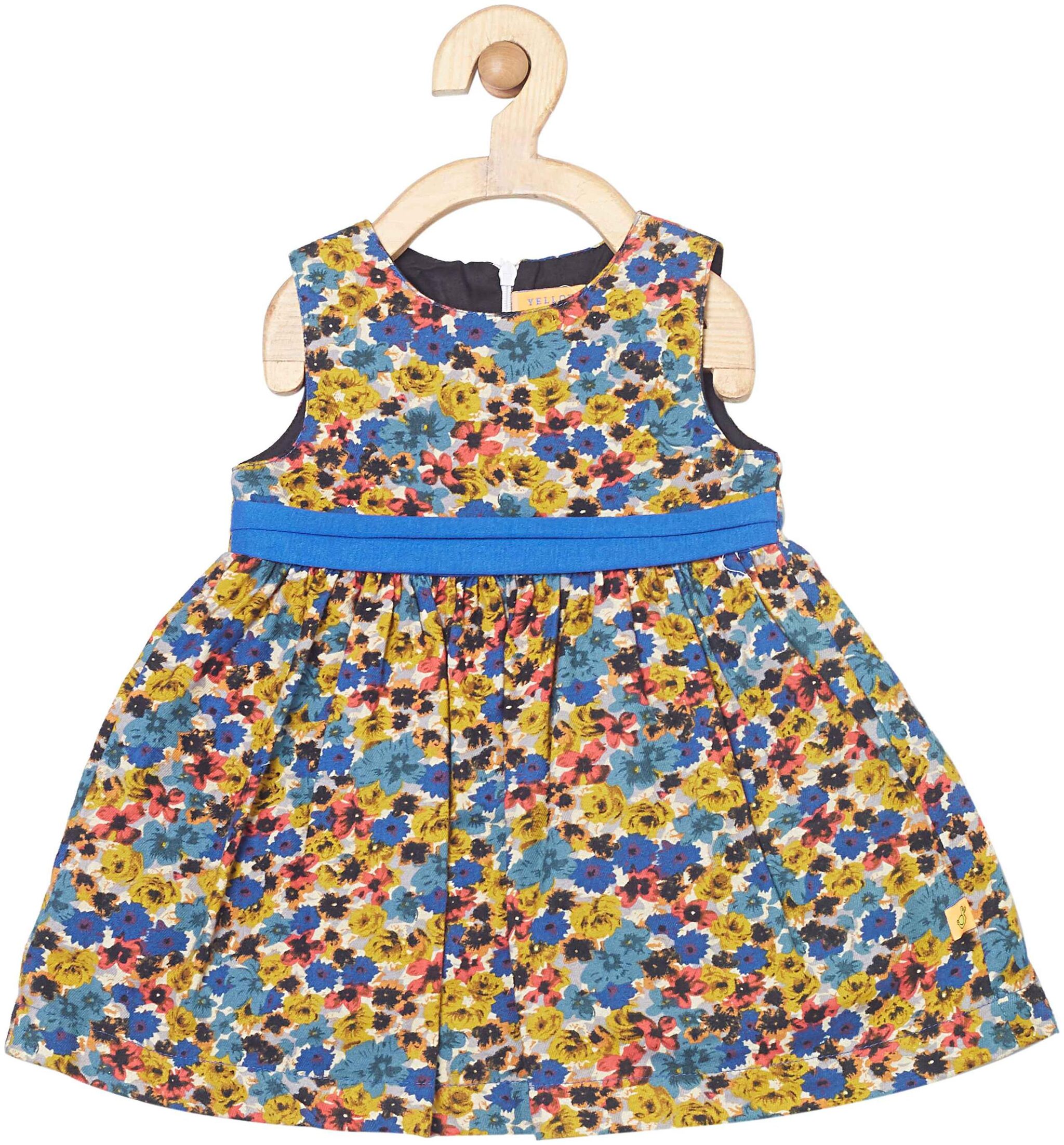 

Yellow Duck Baby girl Cotton Solid Princess frock - Blue