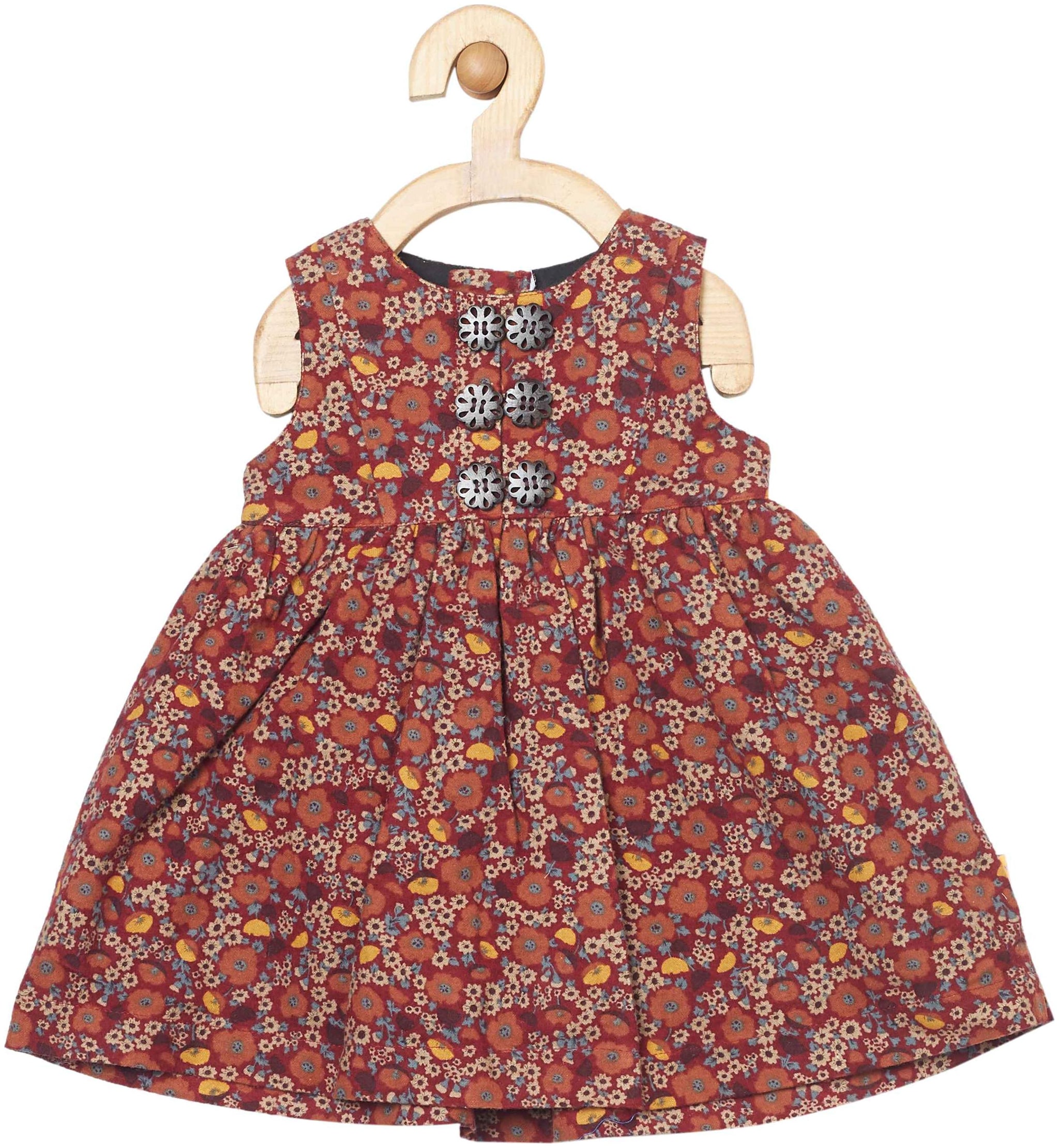 

Yellow Duck Baby girl Cotton Solid Princess frock - Maroon