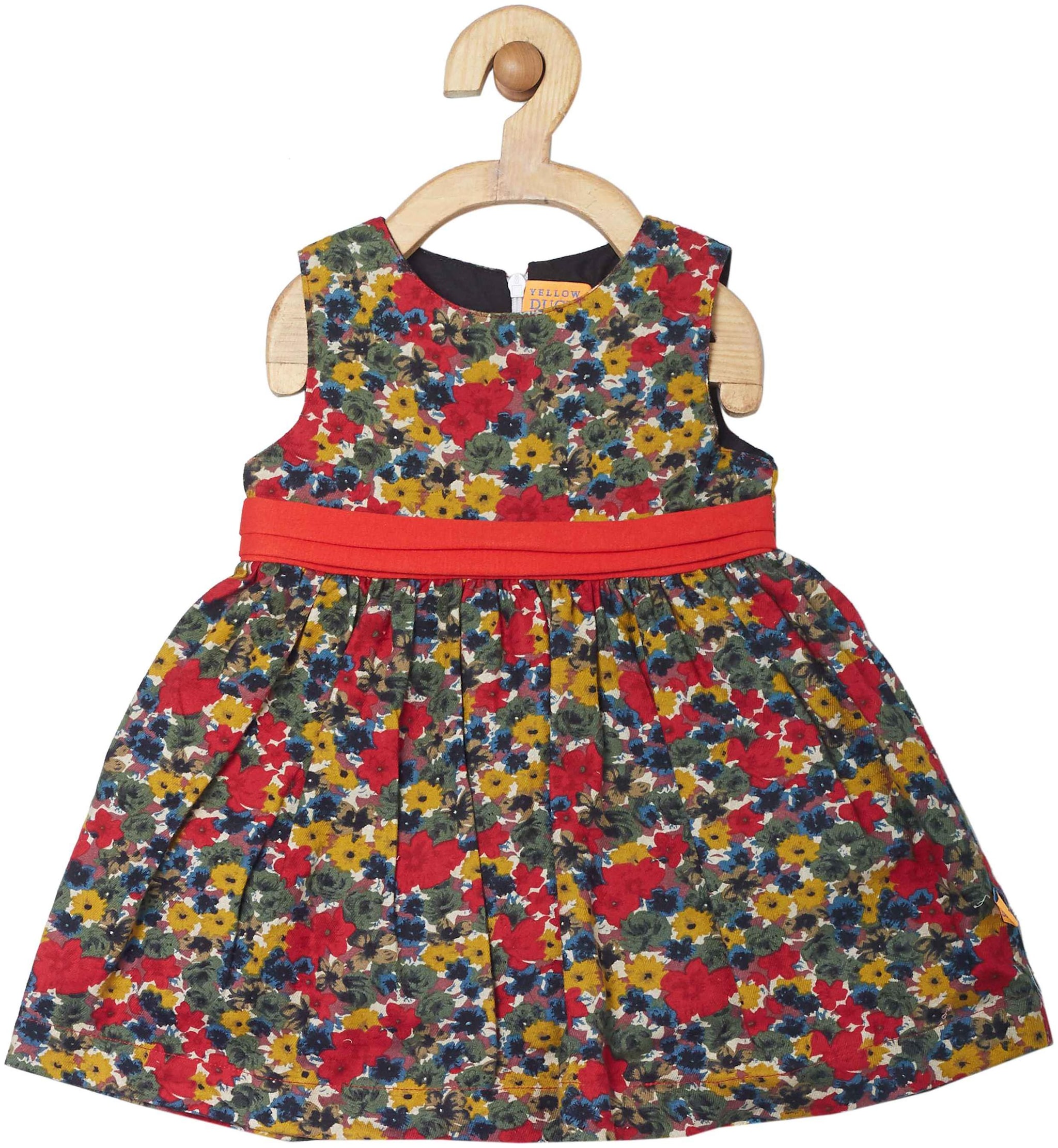 

Yellow Duck Baby girl Cotton Solid Princess frock - Red