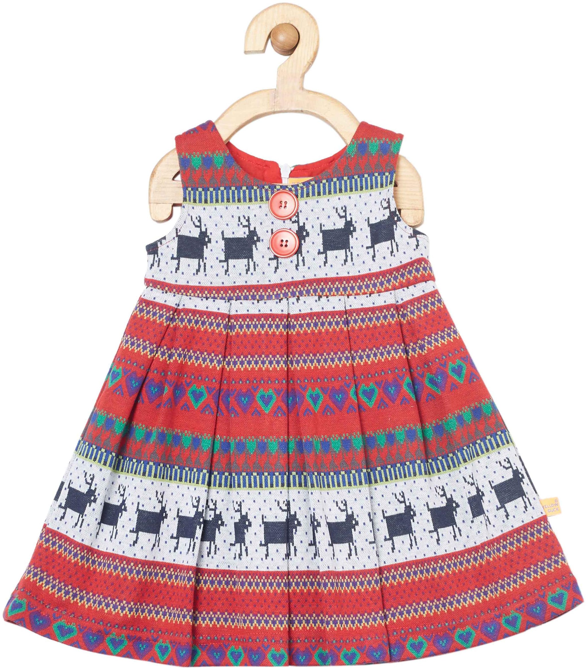 

Yellow Duck Baby girl Cotton Solid Princess frock - Red
