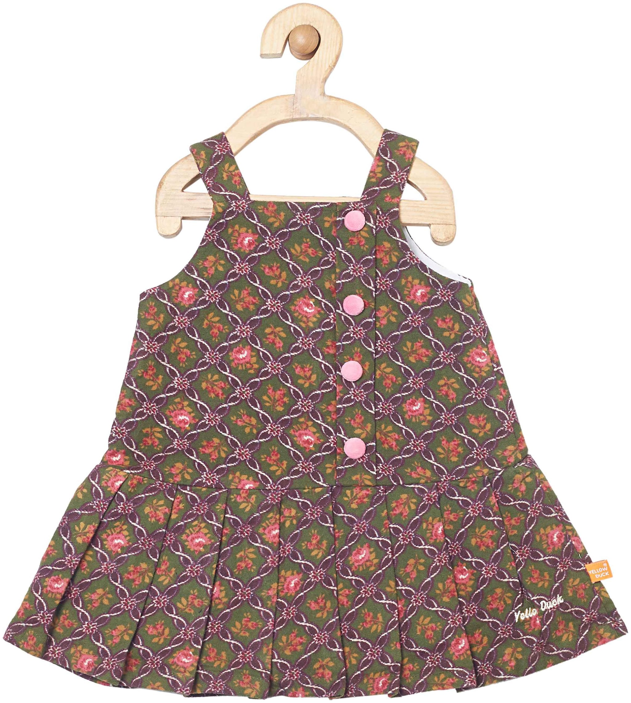 

Yellow Duck Baby girl Cotton Solid Princess frock - Green