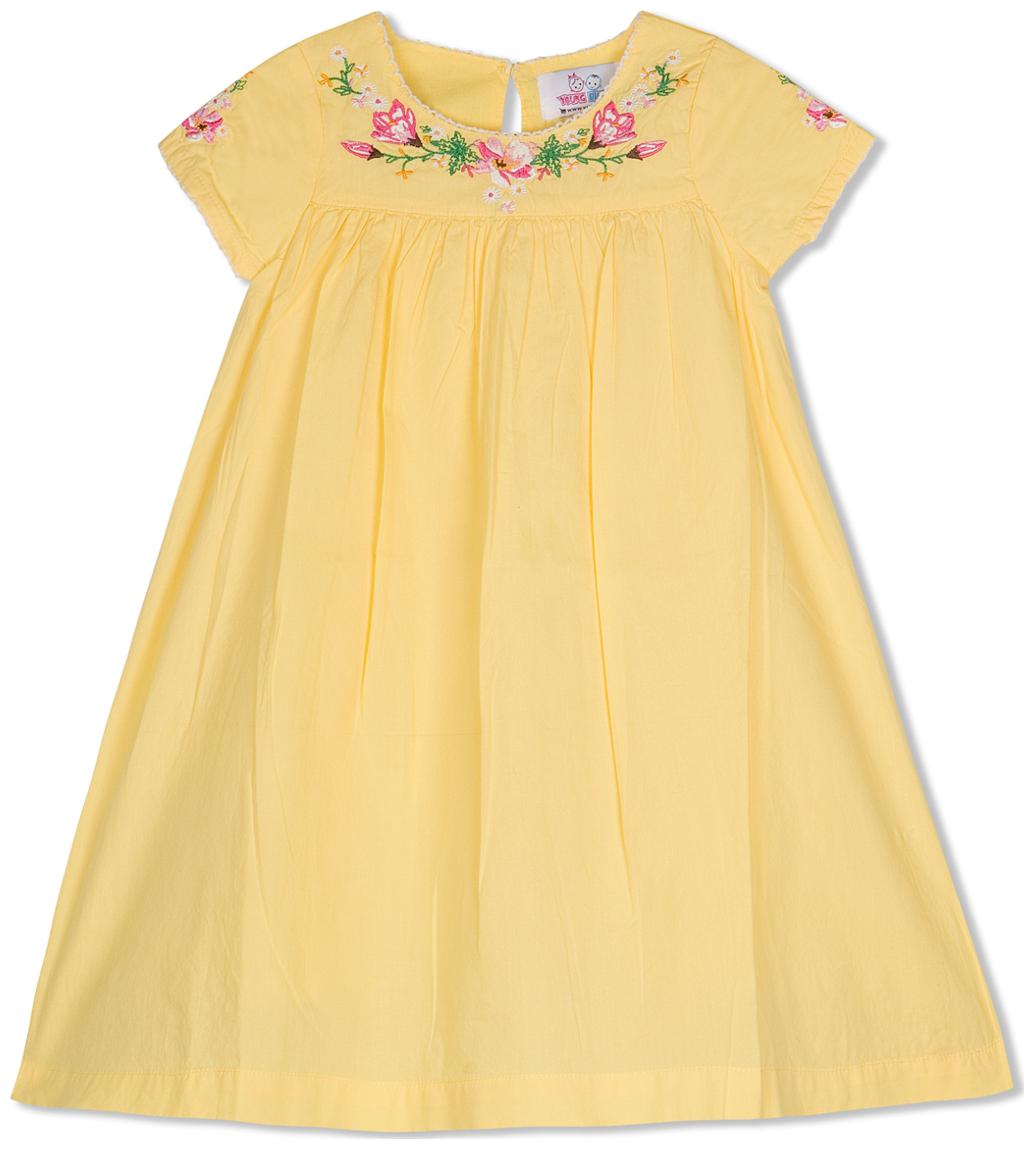 

Young Birds Yellow Cotton Short Sleeves Above Knee Princess Frock ( Pack of 1 )