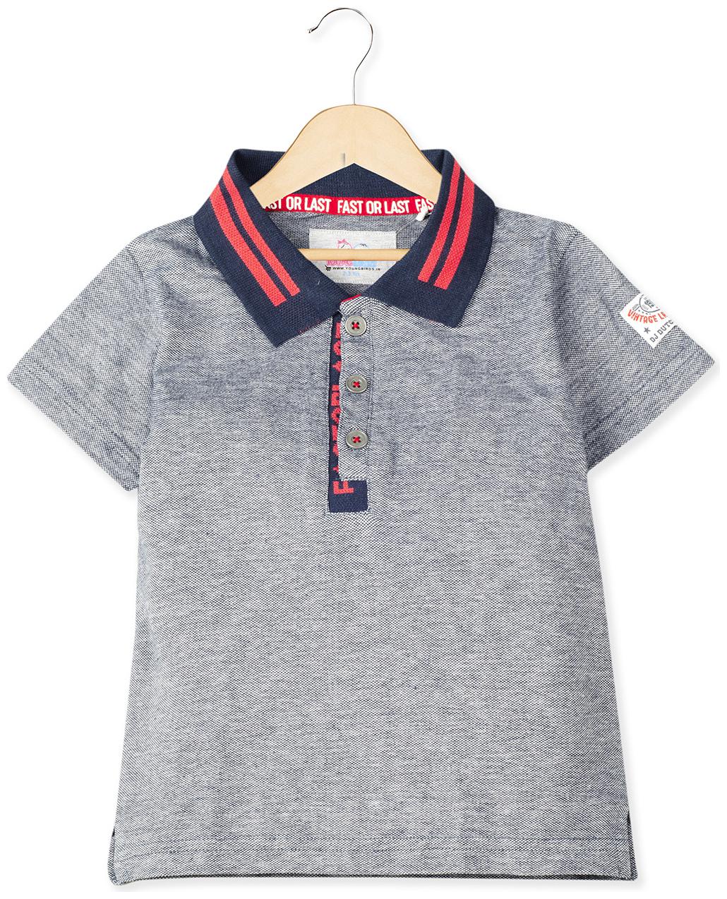 

Young Birds Boy Cotton Solid T-shirt - Grey