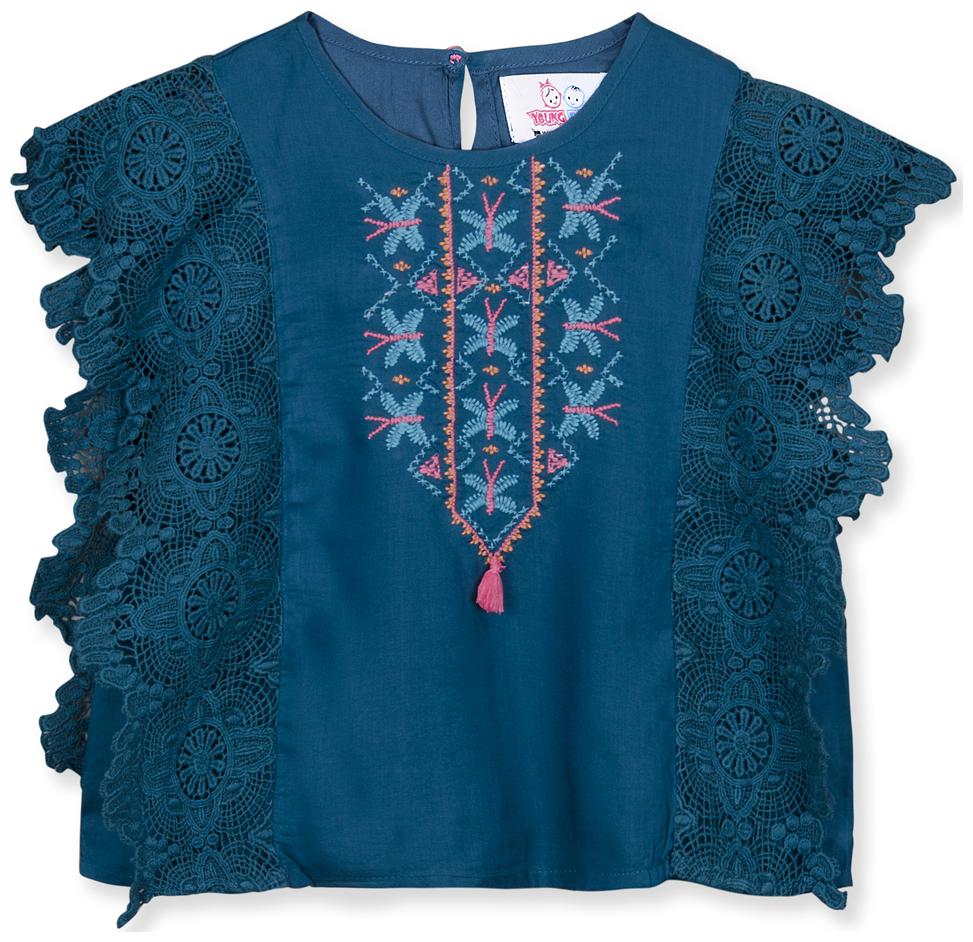 

Young Birds Girl Modal Embellished Top - Blue