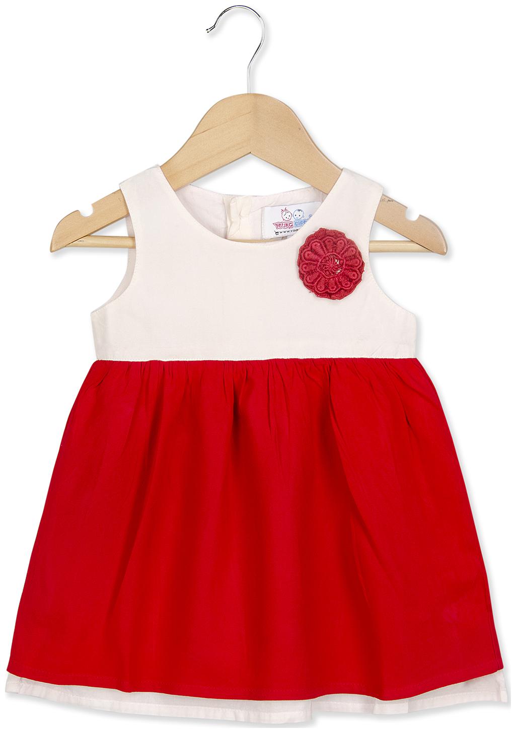 

Young Birds Baby girl Viscose Solid Princess frock - Red