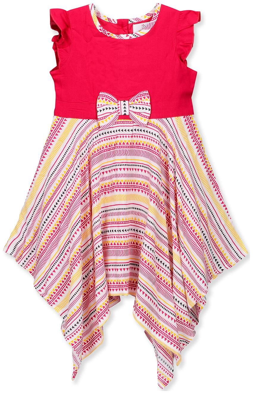 

Young Birds Pink Viscose Short Sleeves Knee Length Princess Frock ( Pack of 1 )